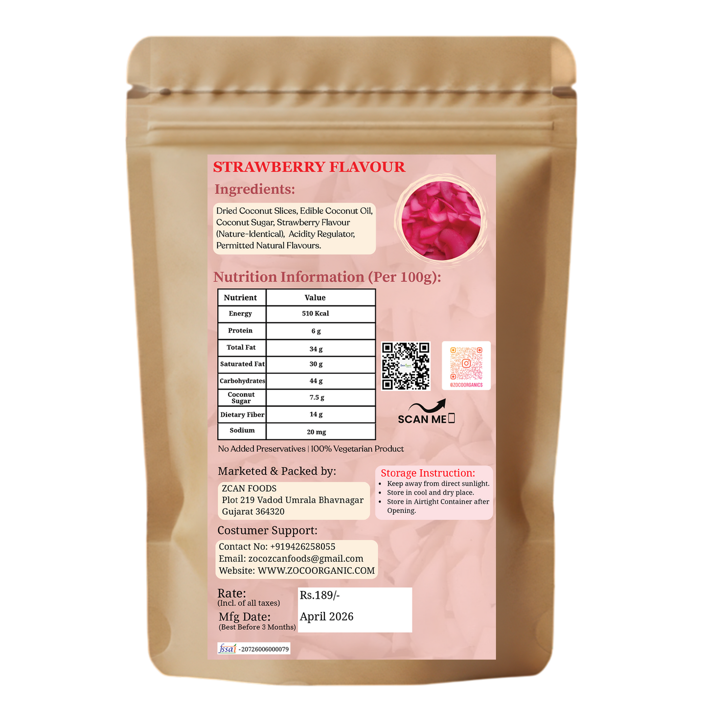 Healthy Coconut Chips – Strawberry Flavour