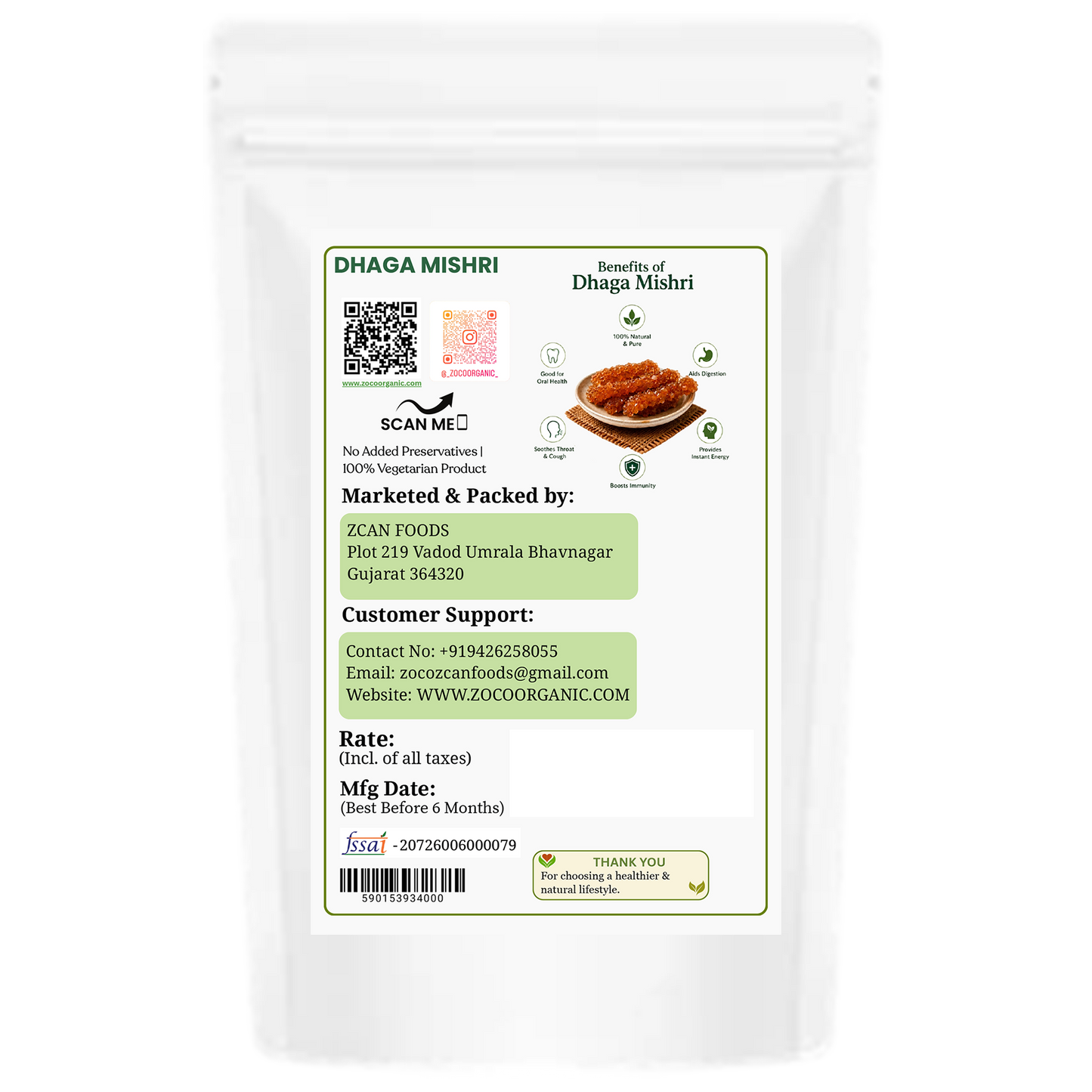 Natural Dhaga Mishri Crystals – Chemical Free Sweetener