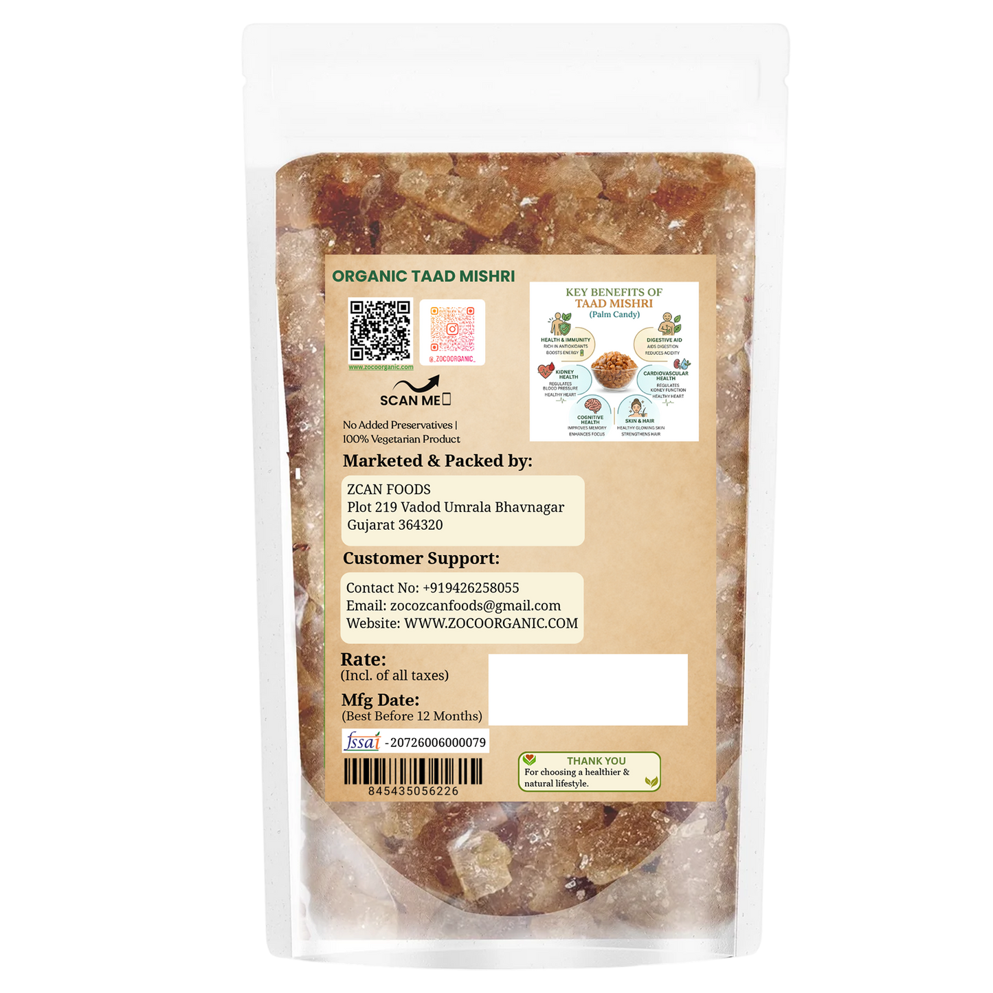 Palm Candy | Natural Palm Sugar Candy (Taad Mishri) 200g