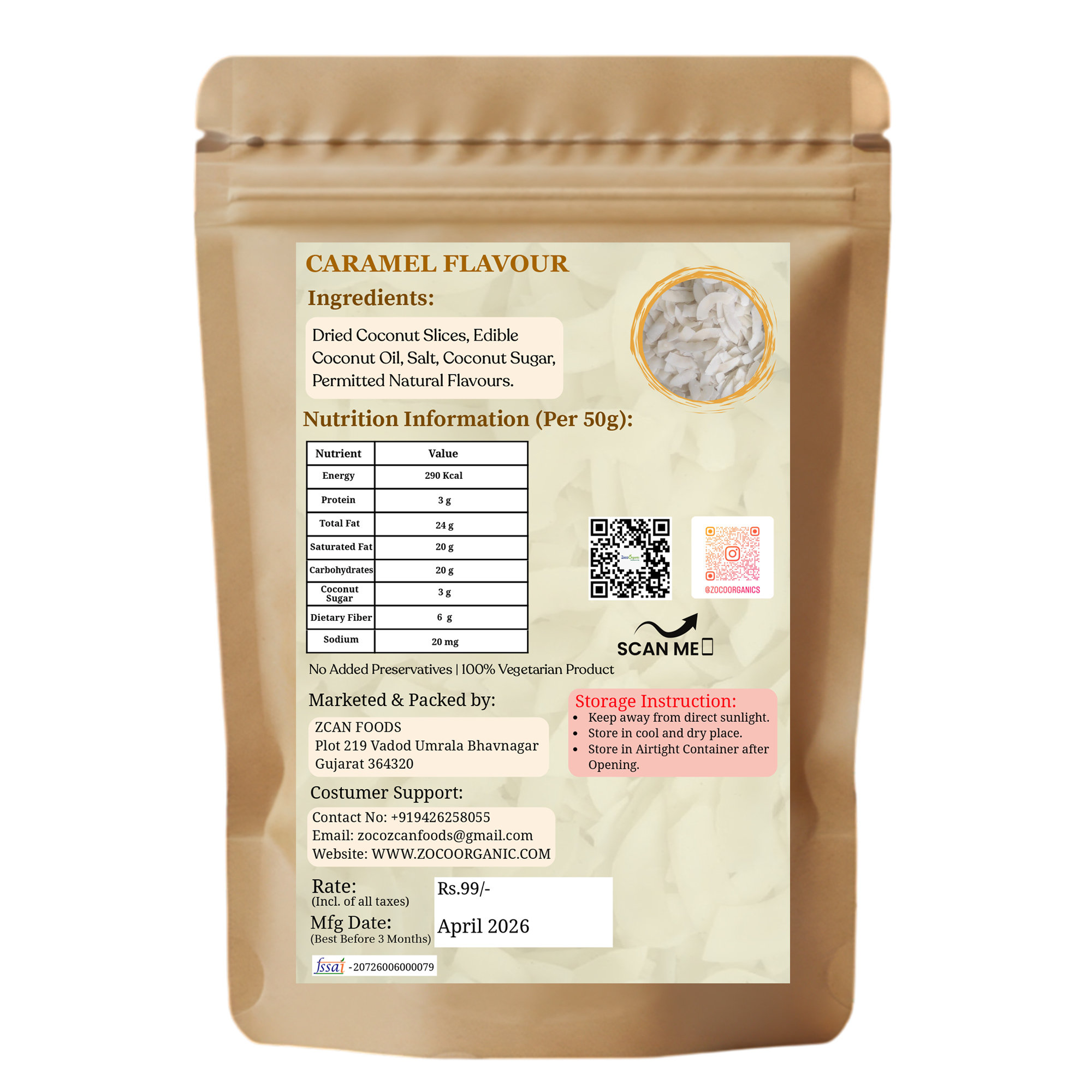 Healthy Coconut Chips – Caramel Flavour