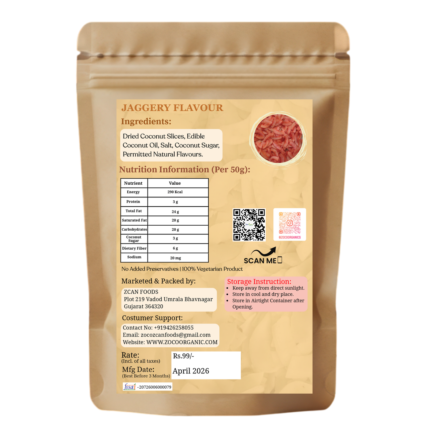 Healthy Coconut Chips – Jaggery Flavour