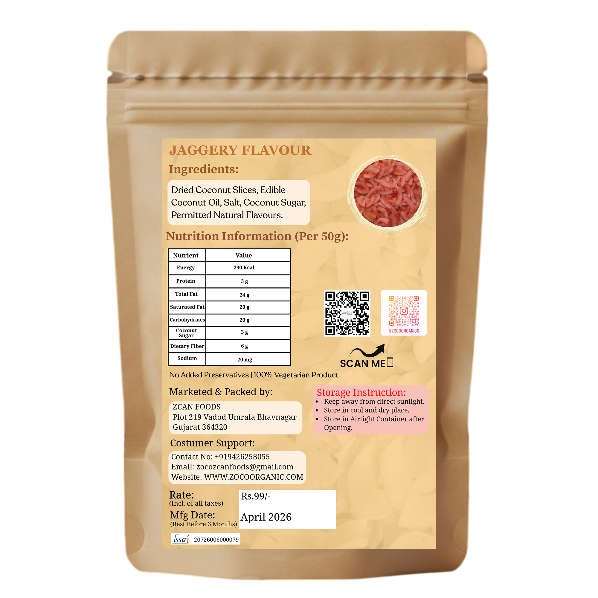 Healthy Coconut Chips – Jaggery Flavour