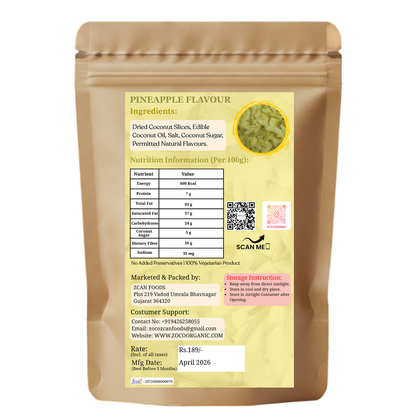 Healthy Coconut Chips – Pineapple Flavour