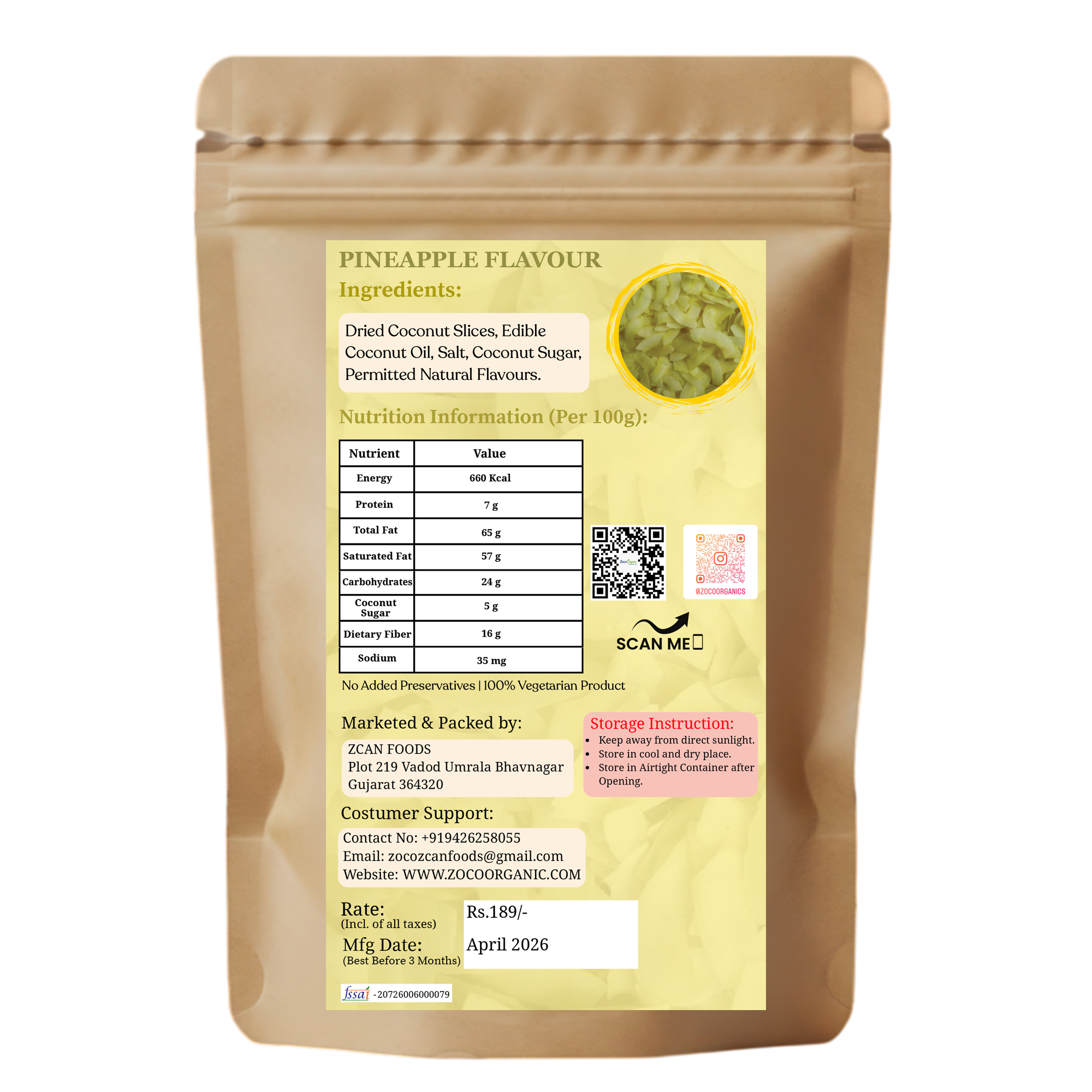 Healthy Coconut Chips – Pineapple Flavour