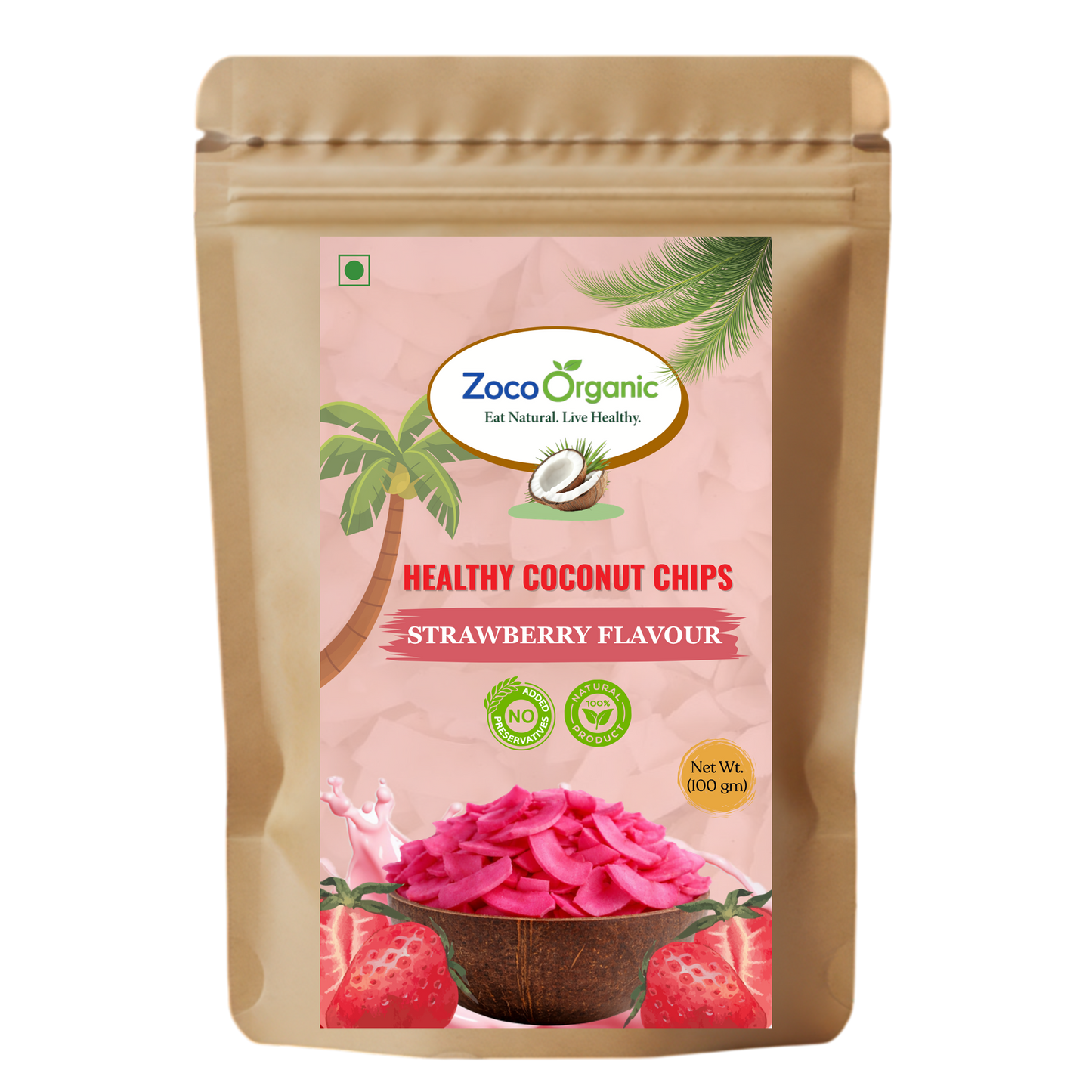 Healthy Coconut Chips – Strawberry Flavour