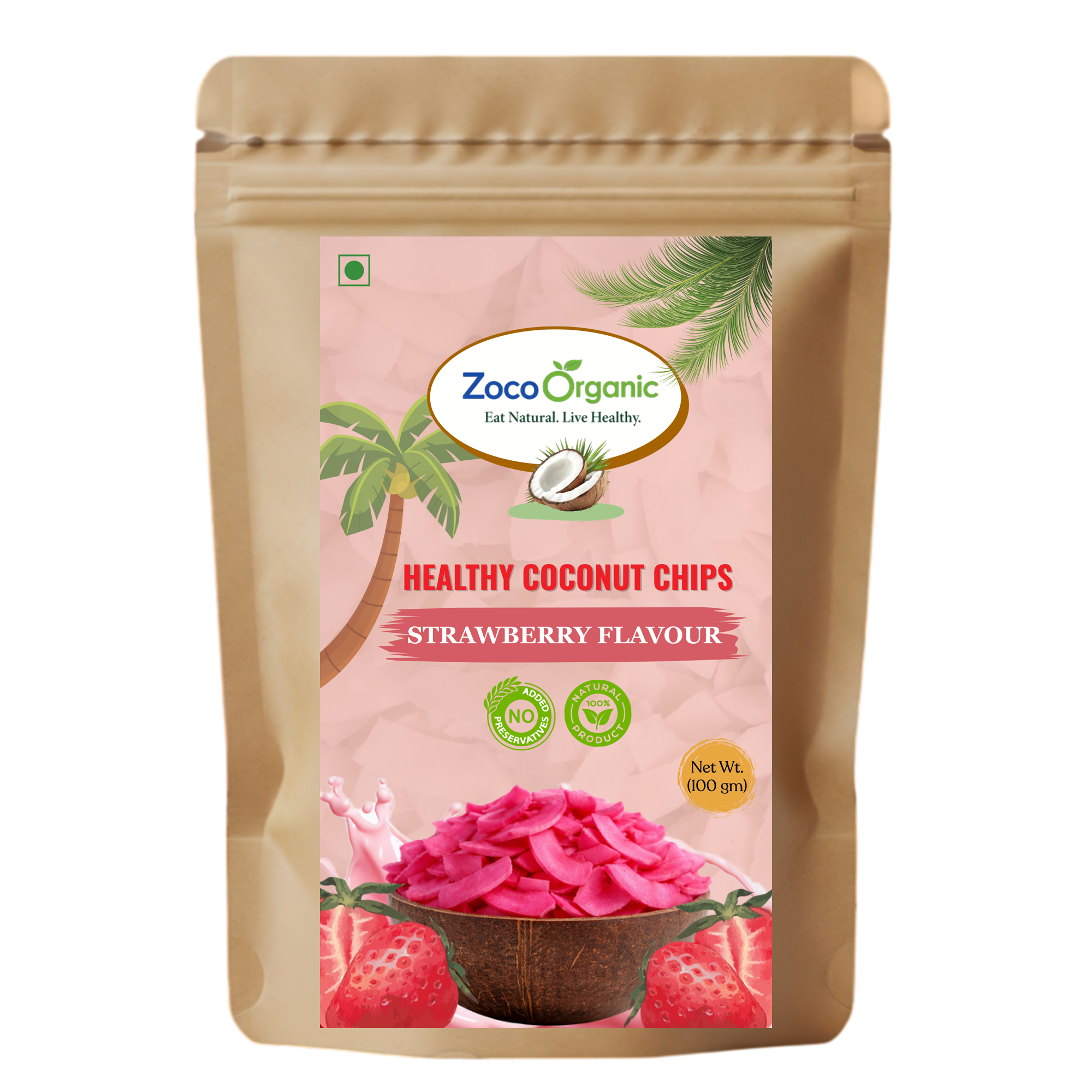 Healthy Coconut Chips – Strawberry Flavour