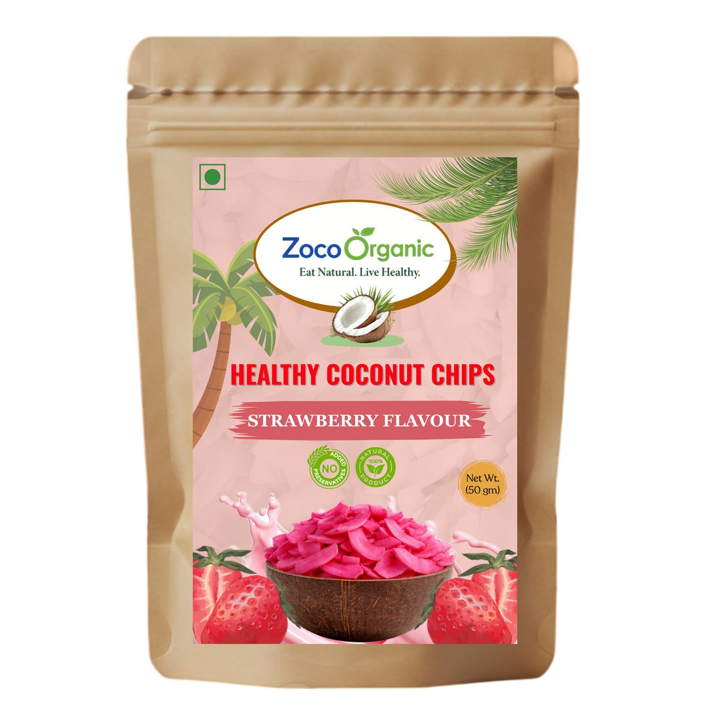 Healthy Coconut Chips – Strawberry Flavour