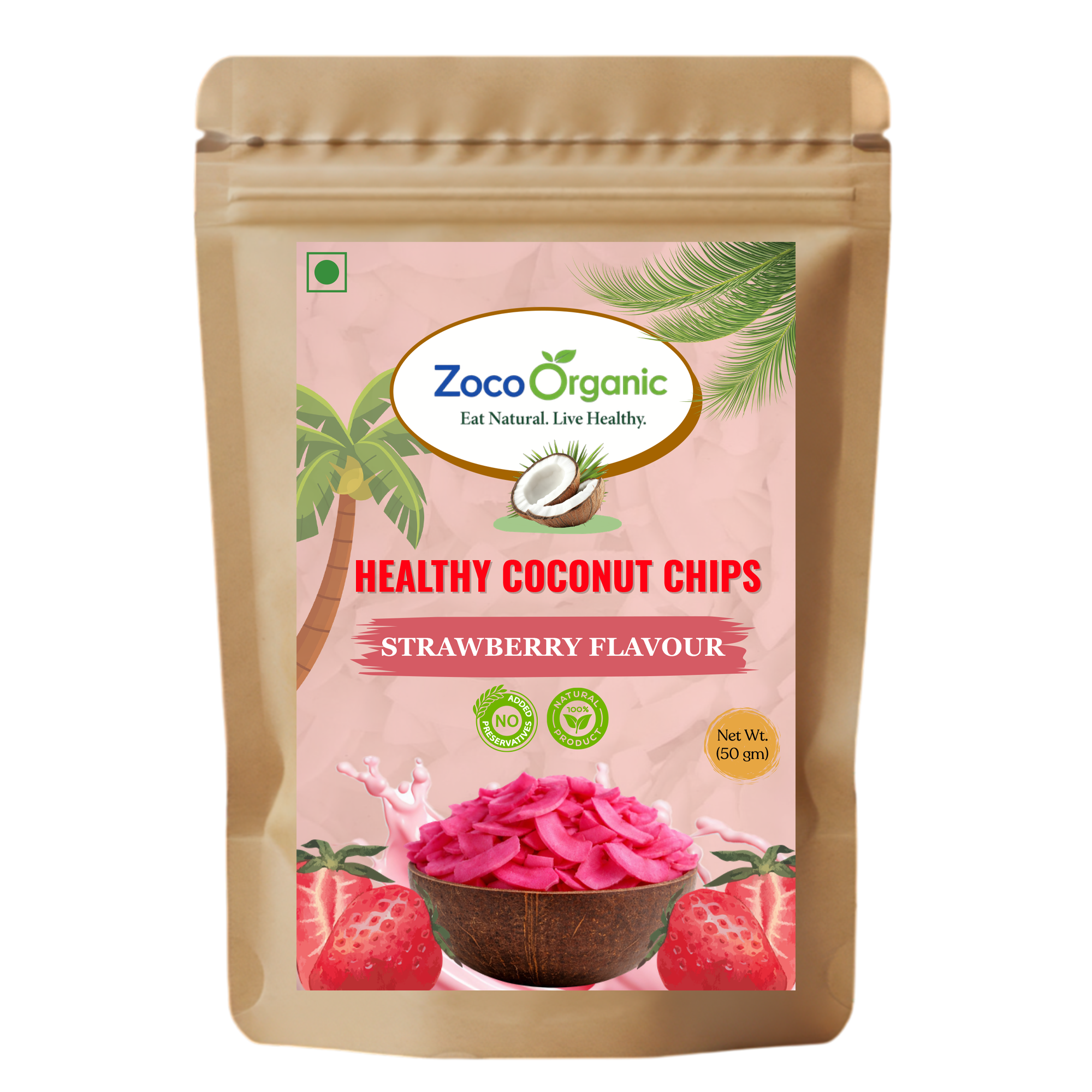 Healthy Coconut Chips – Strawberry Flavour