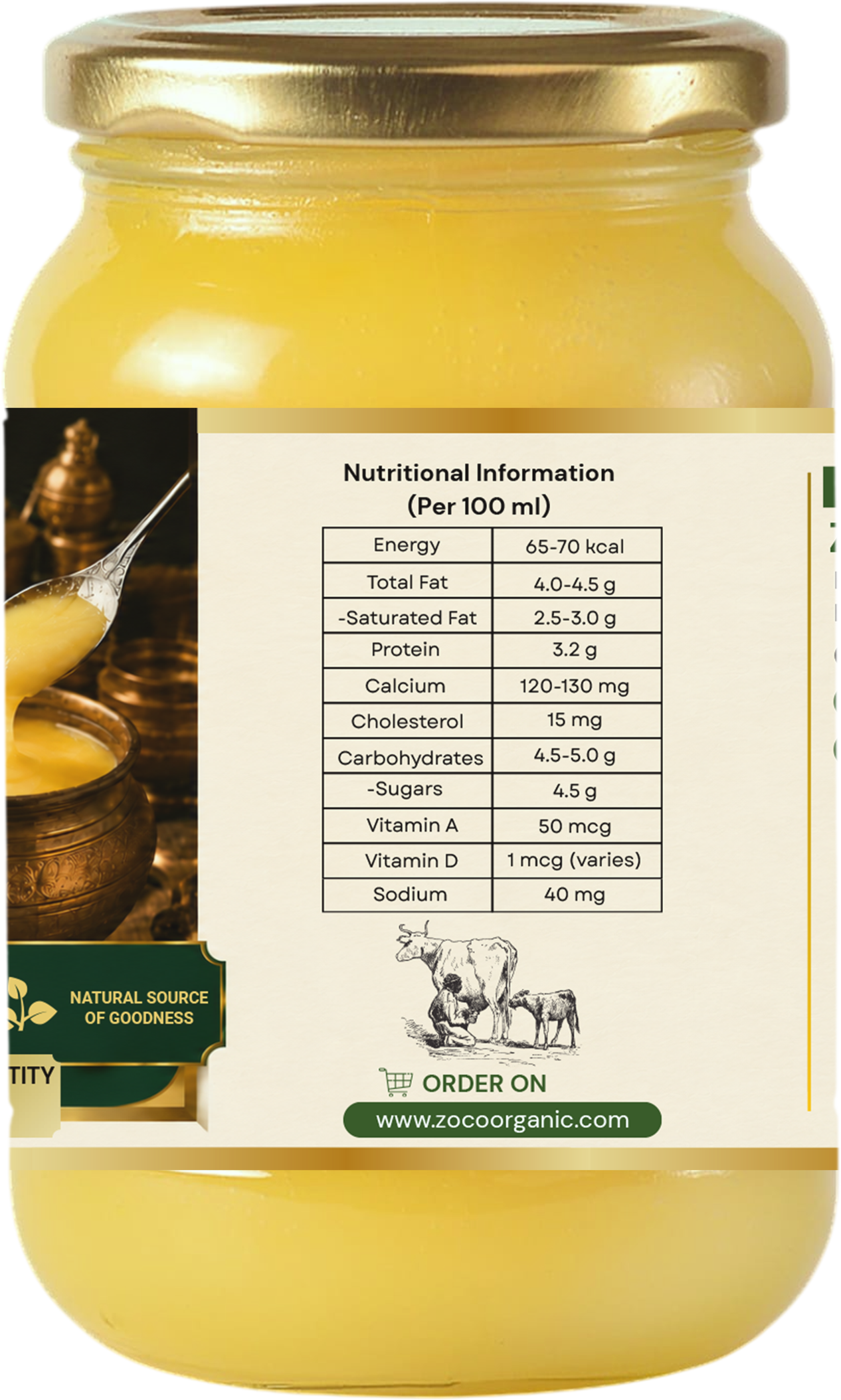 ZocoOrganic A2 Bilona Gir Cow Ghee