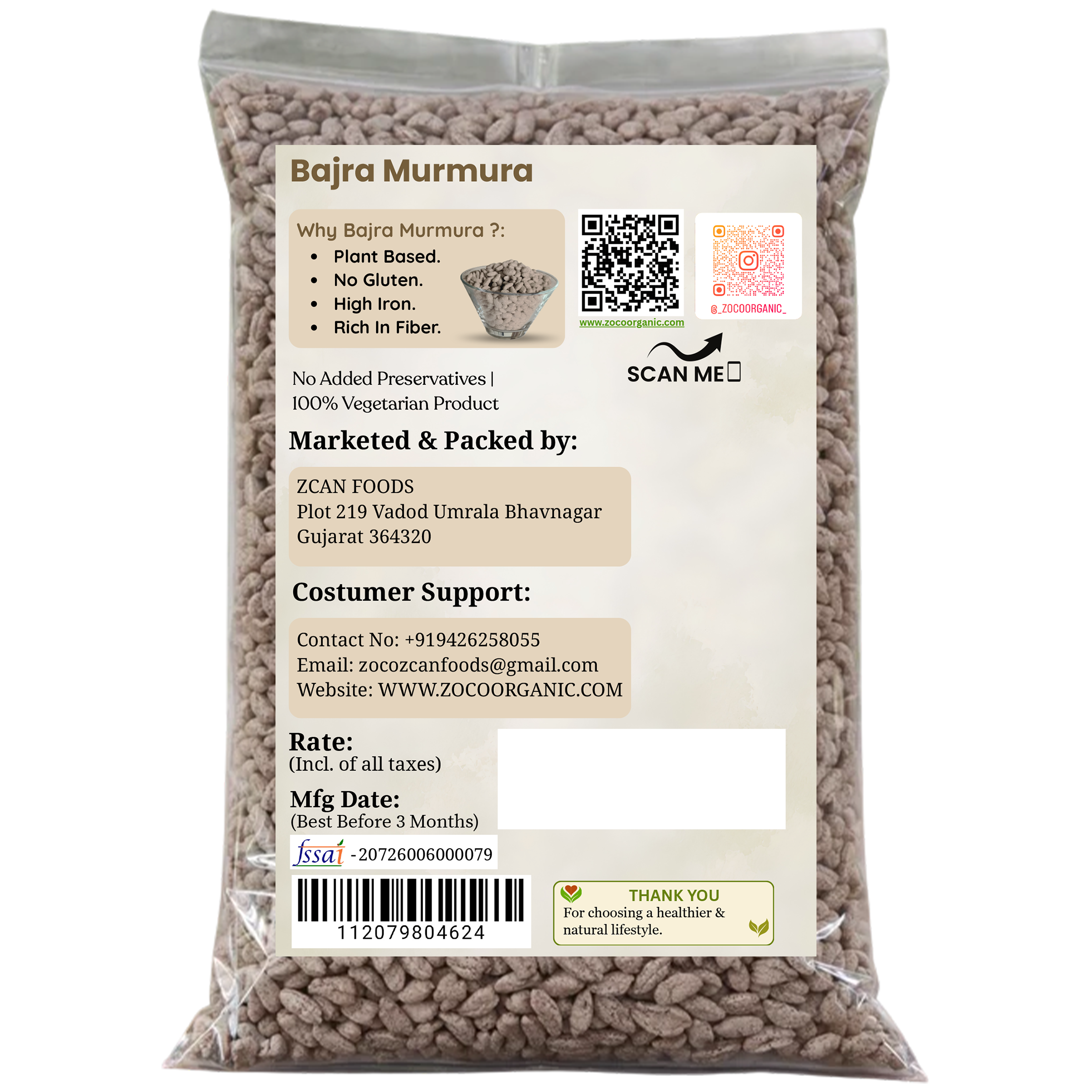 Organic Bajra Murmura (200g) | Low Calorie & High Fiber Puffed Bajra