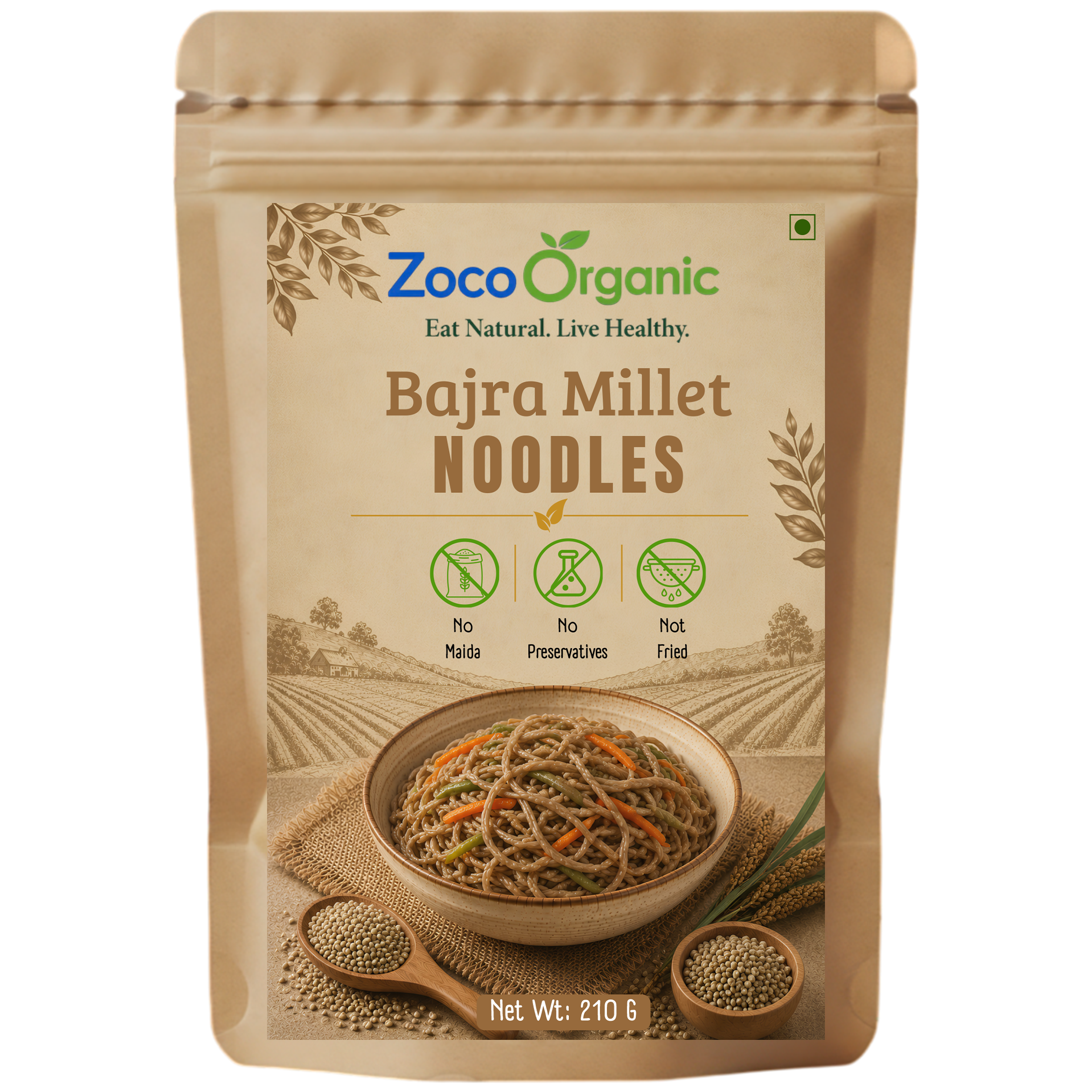 Bajra Millet Noodles | No Maida, No Preservatives, Non-Fried | Healthy Instant Millet Noodles | 210g