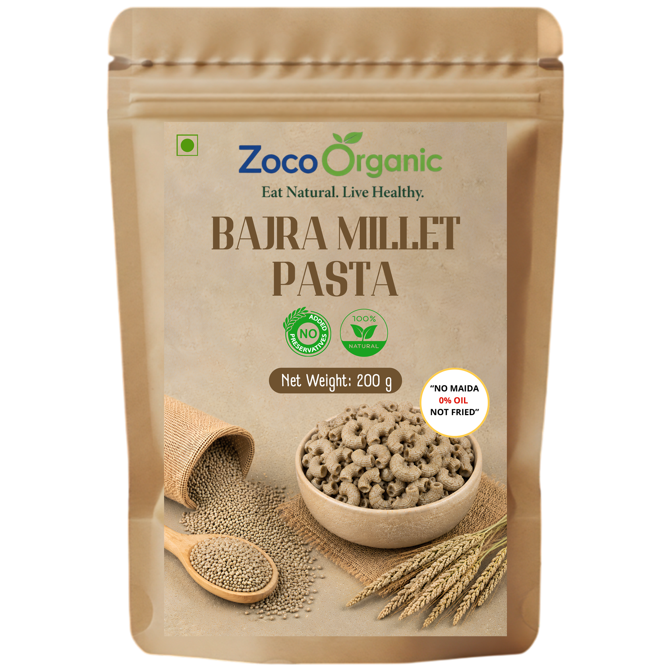 Bajra Millet Pasta (200g) | No Maida | 100% Natural | Healthy Millet Pasta