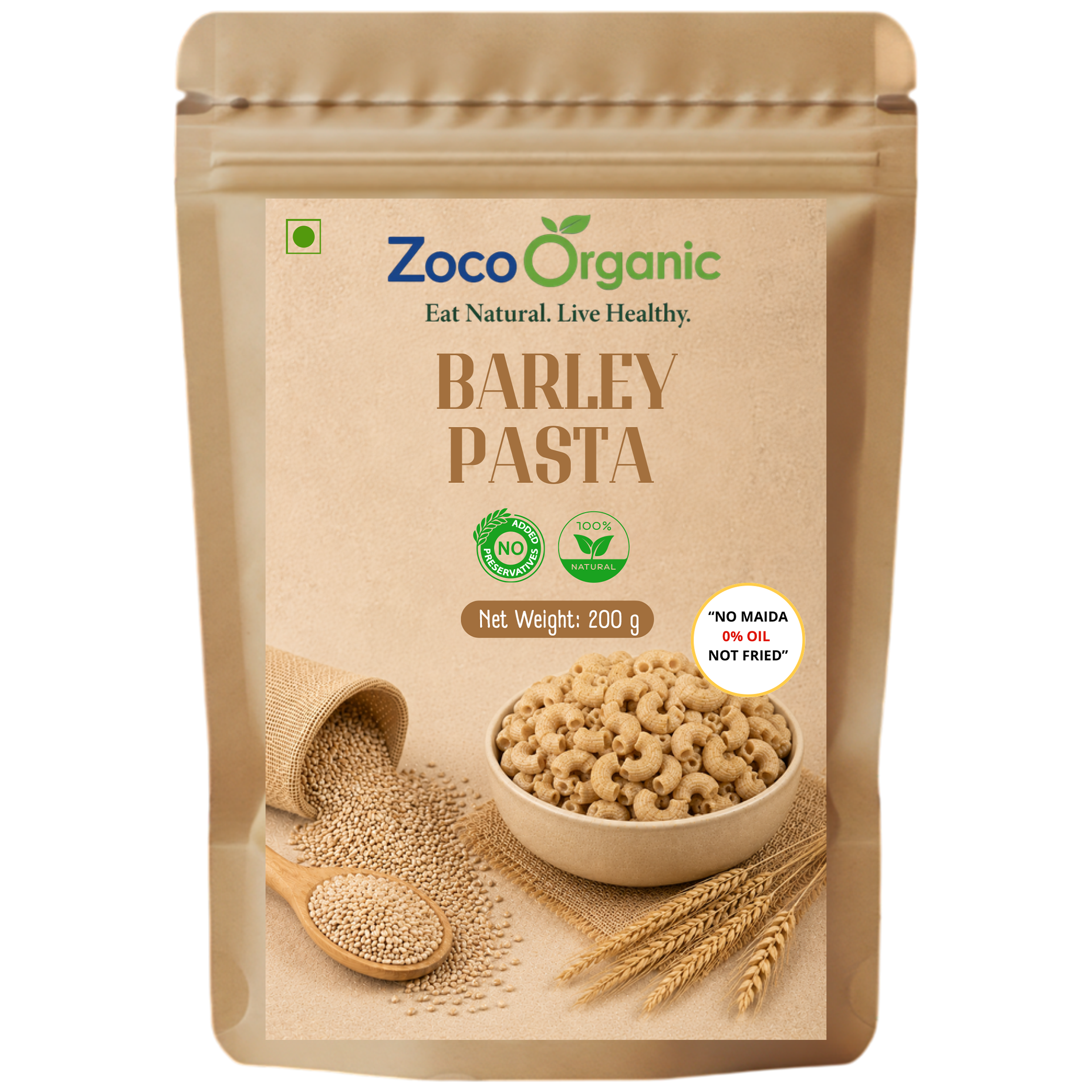 Barley Pasta (200g) | No Maida | 100% Natural | Healthy High-Fiber Pasta