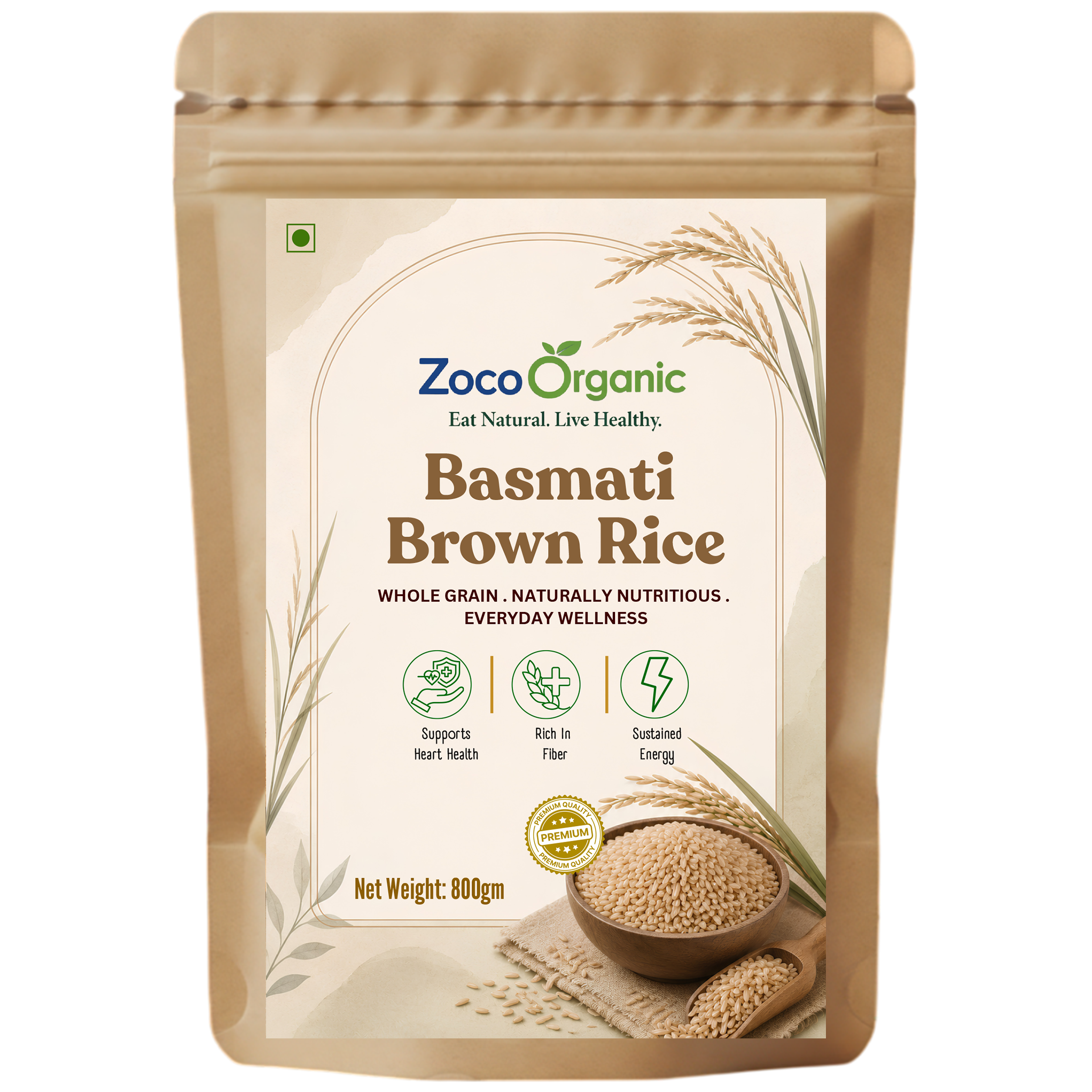 Unpolished Organic Basmati Brown Rice | Nutrient-Rich Long Grain