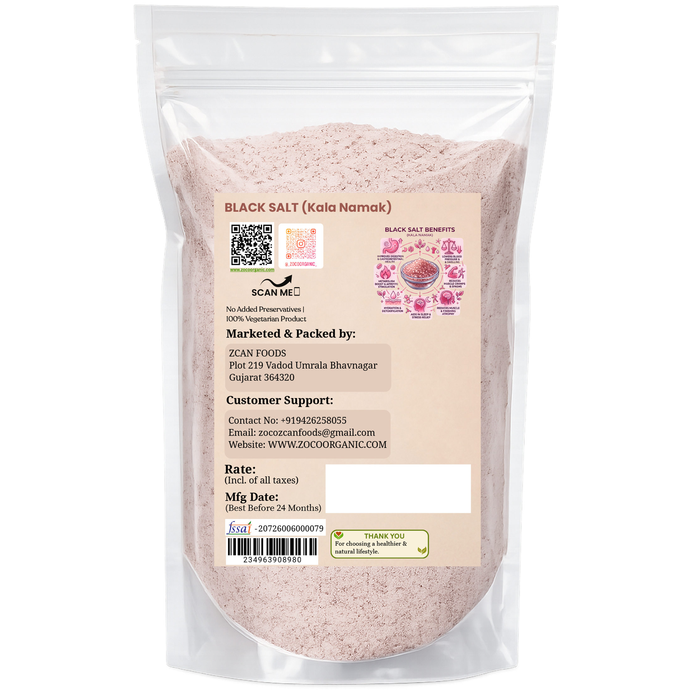 Organic Black Salt (Kala Namak) | Pure & Mineral-Rich Digestive Salt