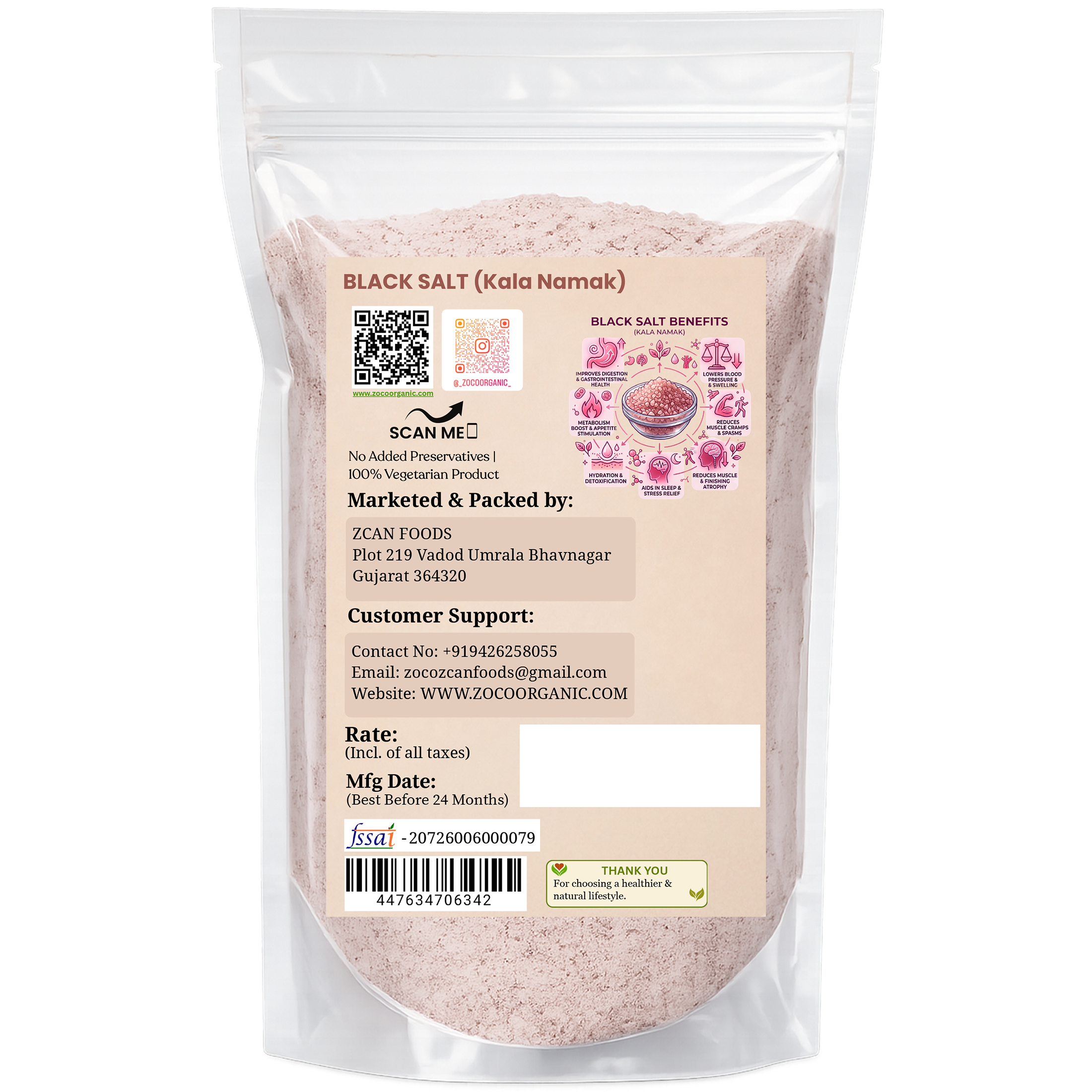 Organic Black Salt (Kala Namak) | Pure & Mineral-Rich Digestive Salt