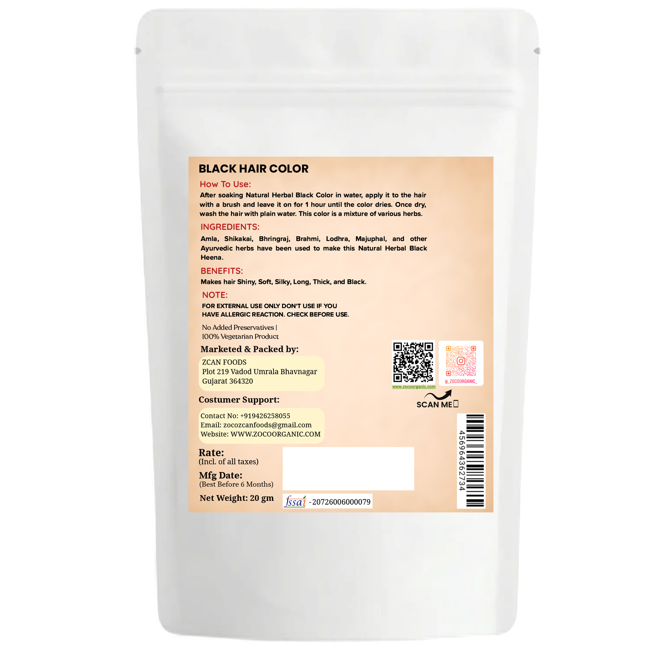 Natural Black Hair Color | Ammonia Free Organic Herbal