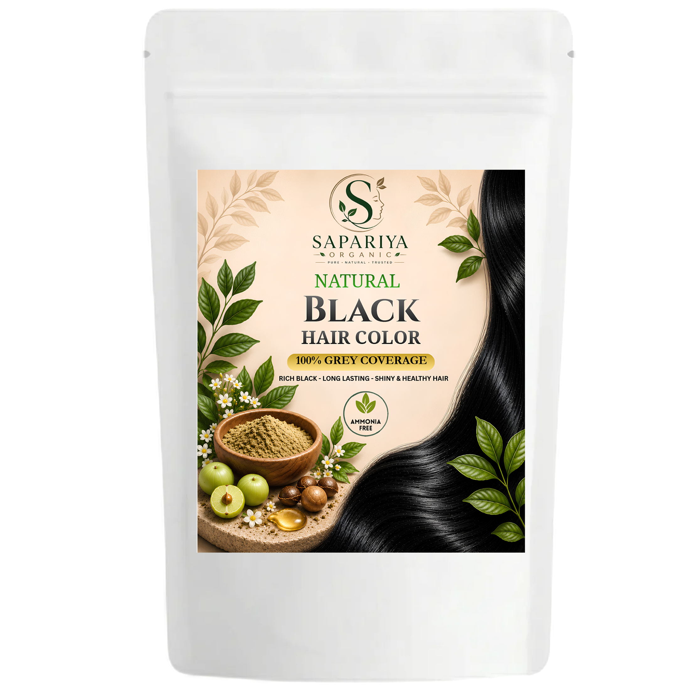 Natural Black Hair Color | Ammonia Free Organic Herbal