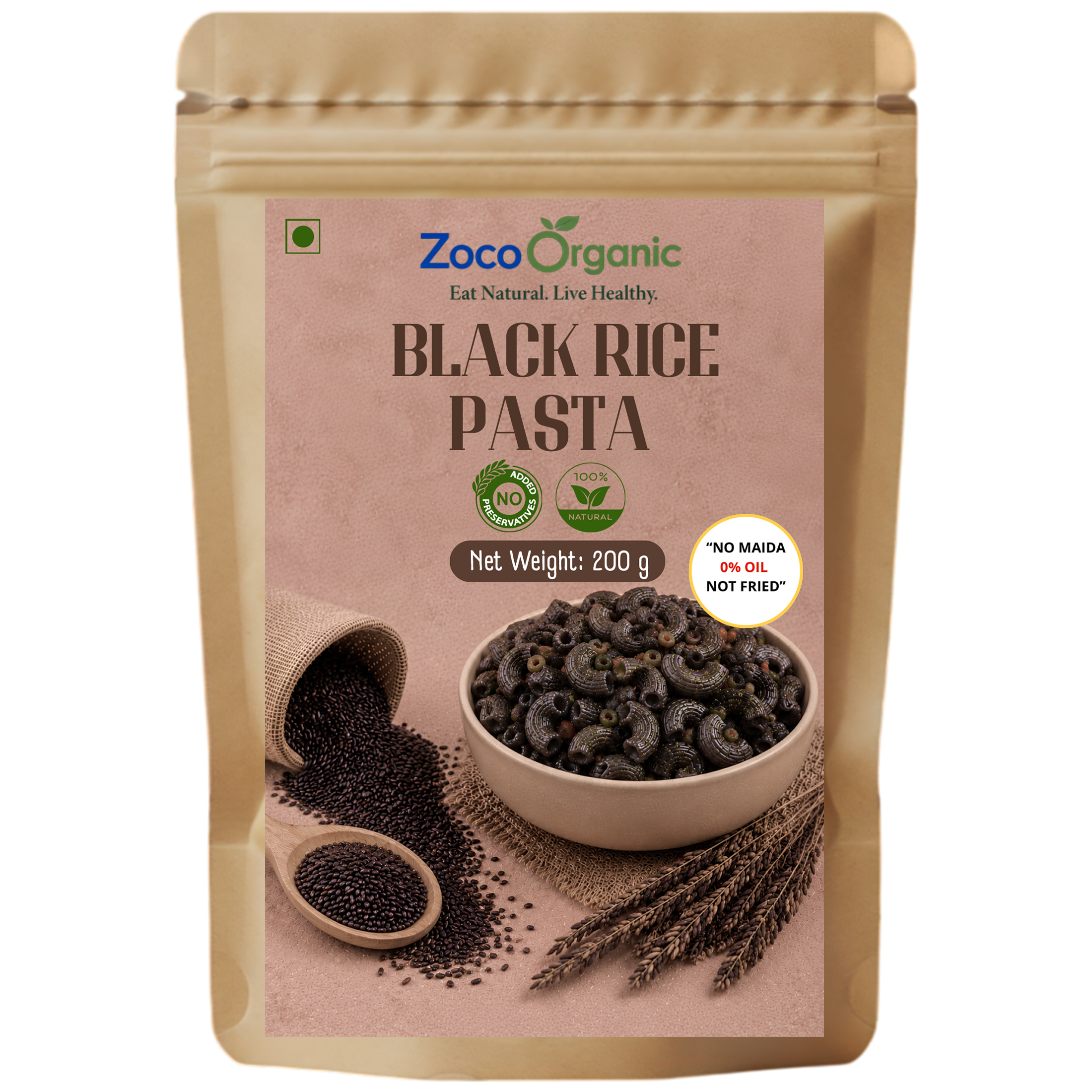 Black Rice Pasta (200g) | No Maida | 100% Natural | Healthy Black Rice Pasta