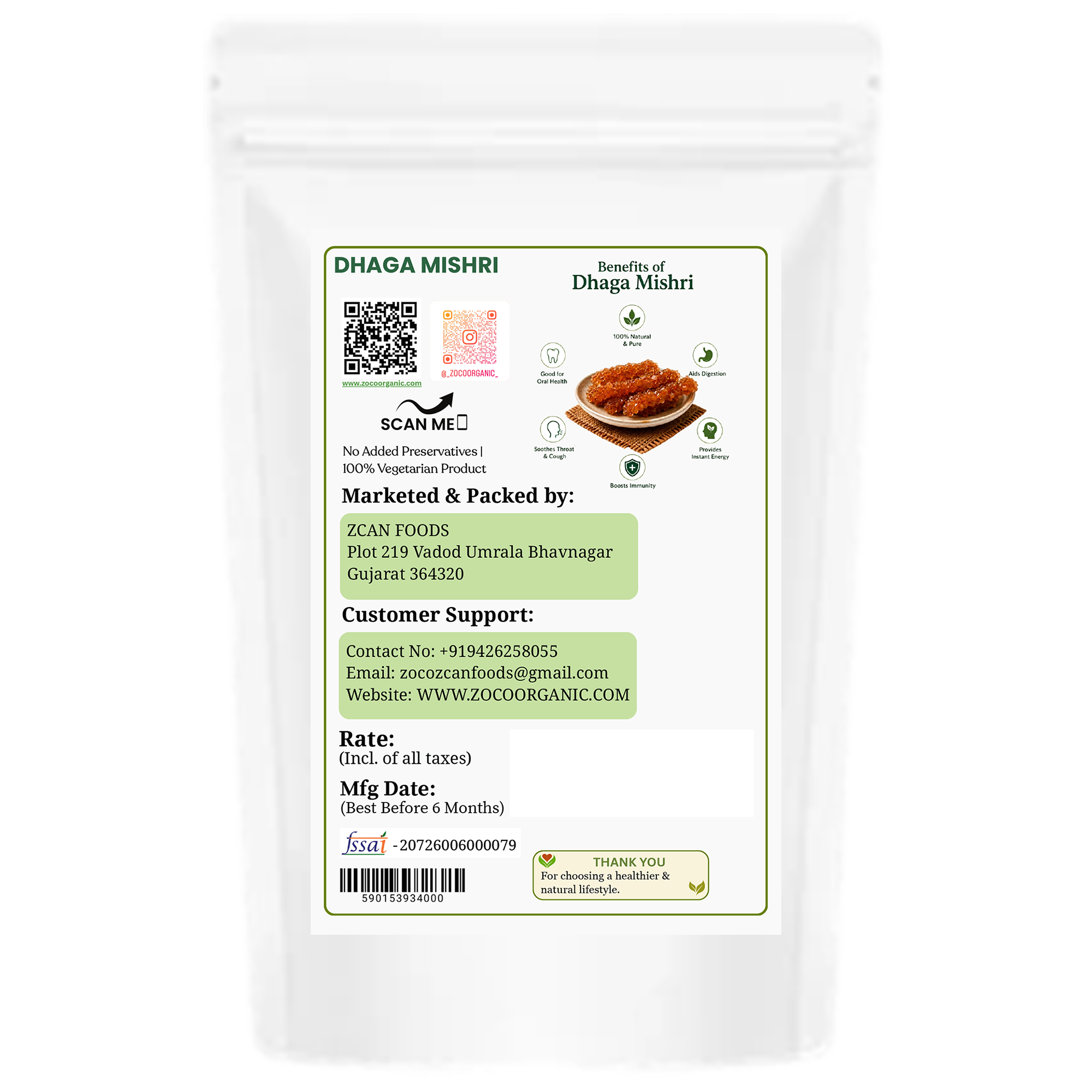 Natural Dhaga Mishri Crystals – Chemical Free Sweetener