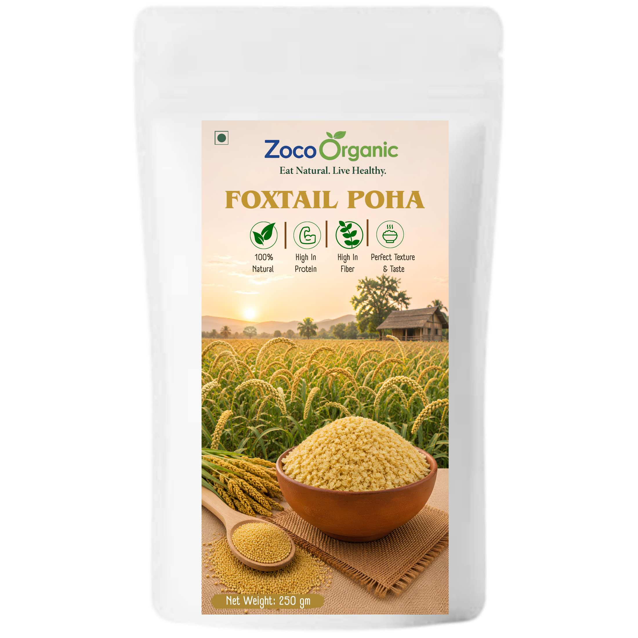 Foxtail Millet Poha | 100% Natural | High Protein & High Fiber | Healthy Millet Breakfast | Easy to Cook | 250g