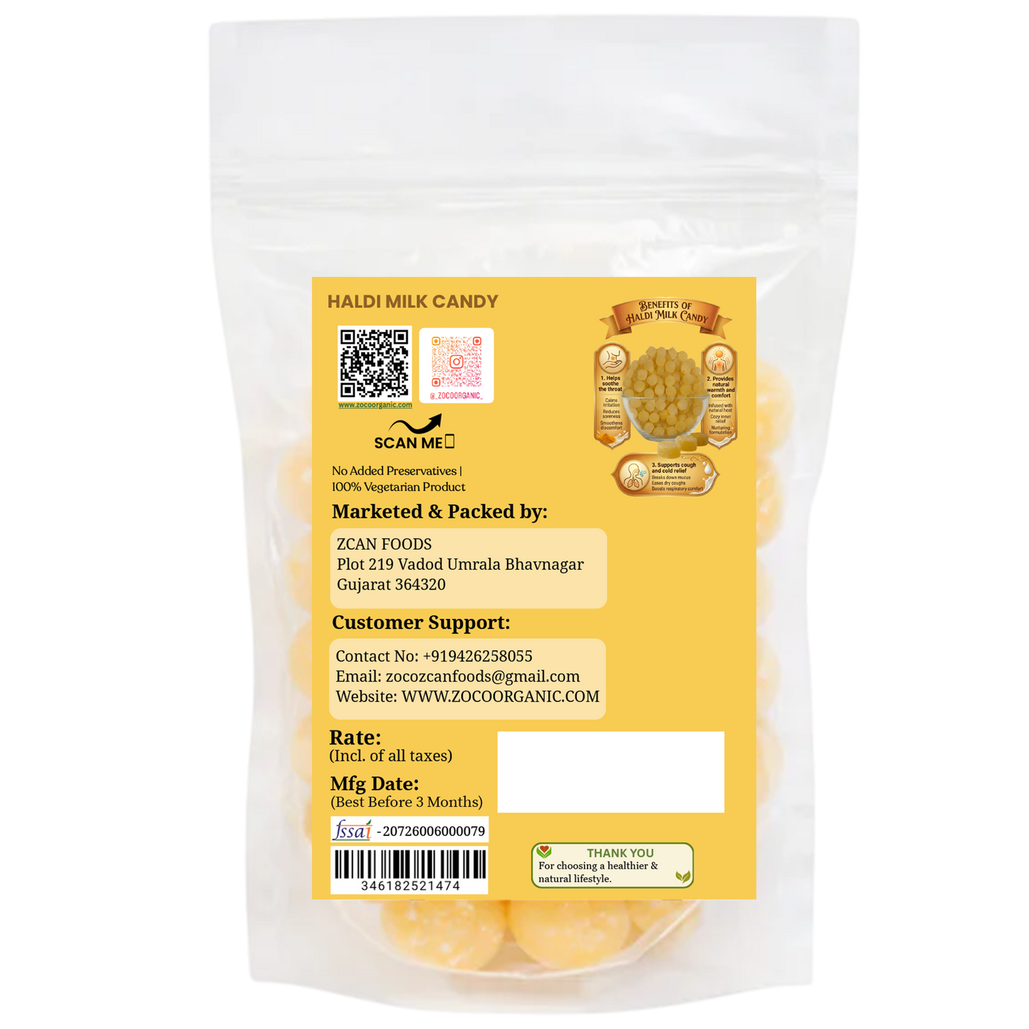 Haldi Milk Candy | Turmeric Milk Flavored Candy