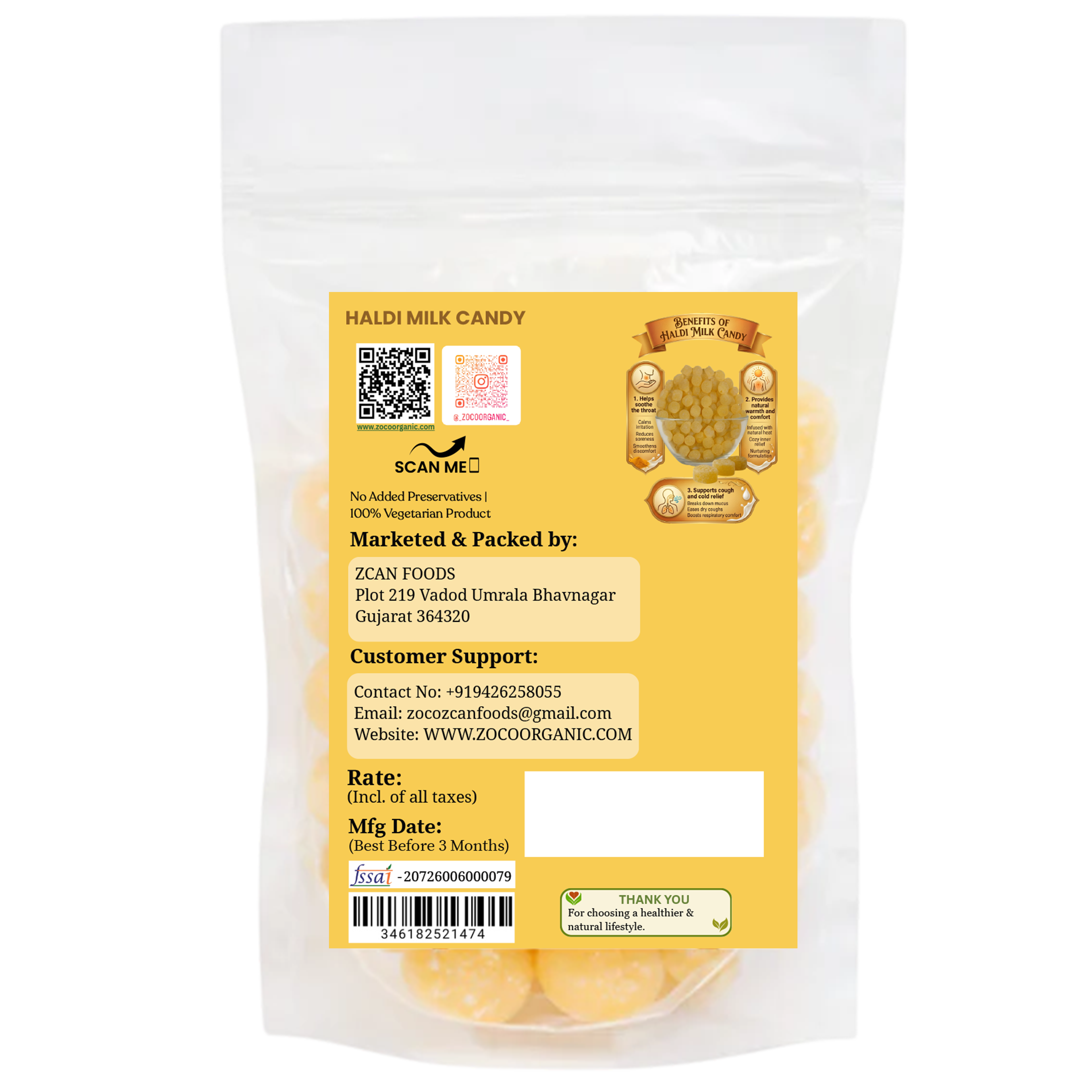 Haldi Milk Candy | Turmeric Milk Flavored Candy
