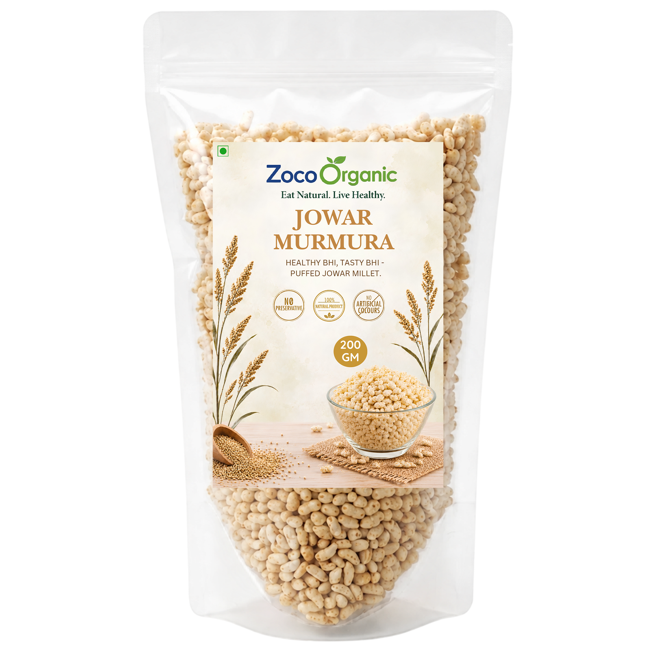 Organic Jowar Murmura (200g) | Low Calorie & High Fiber Puffed Jowar