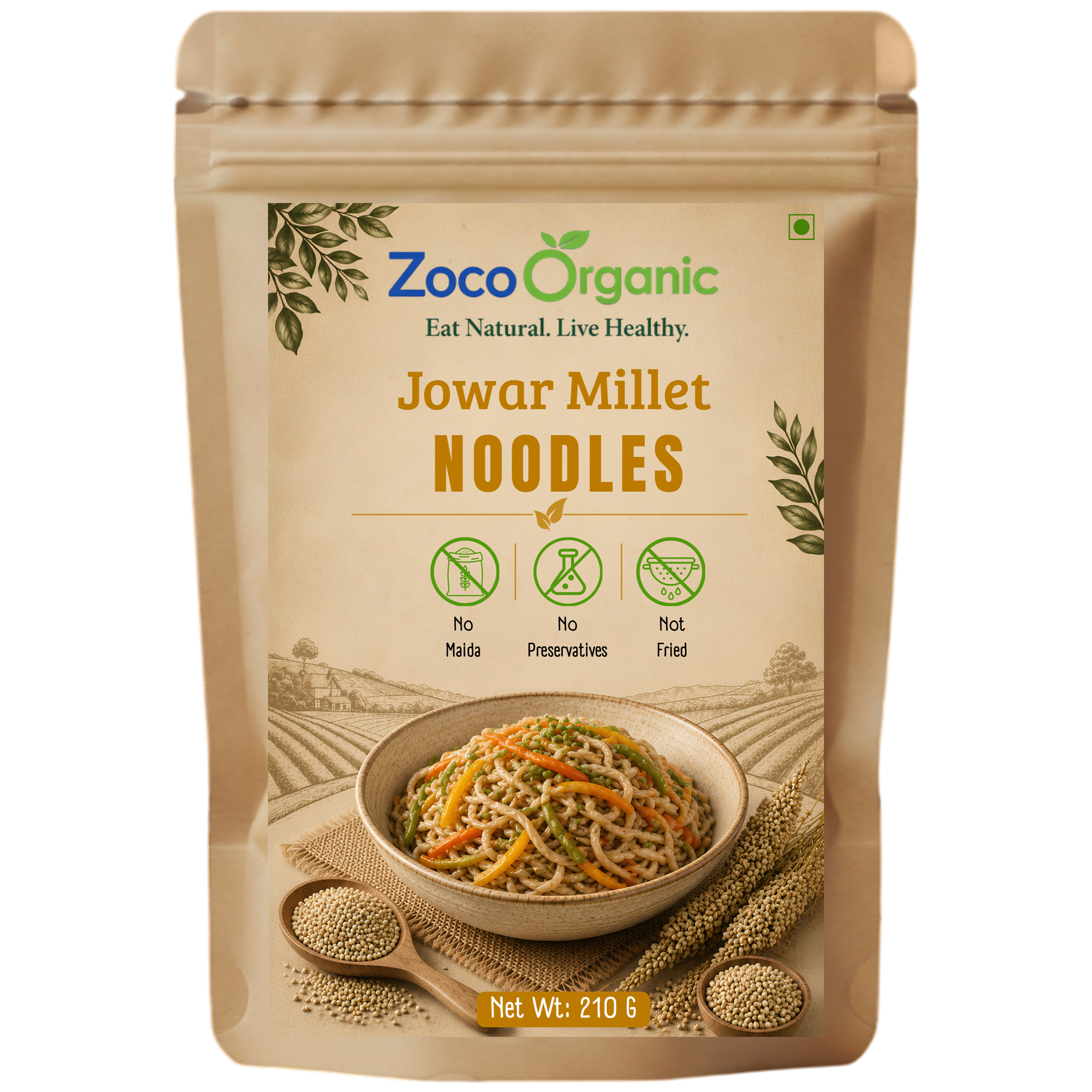 Jowar Millet Noodles | No Maida, No Preservatives, Non-Fried | Healthy Instant Sorghum Millet Noodles | 210g