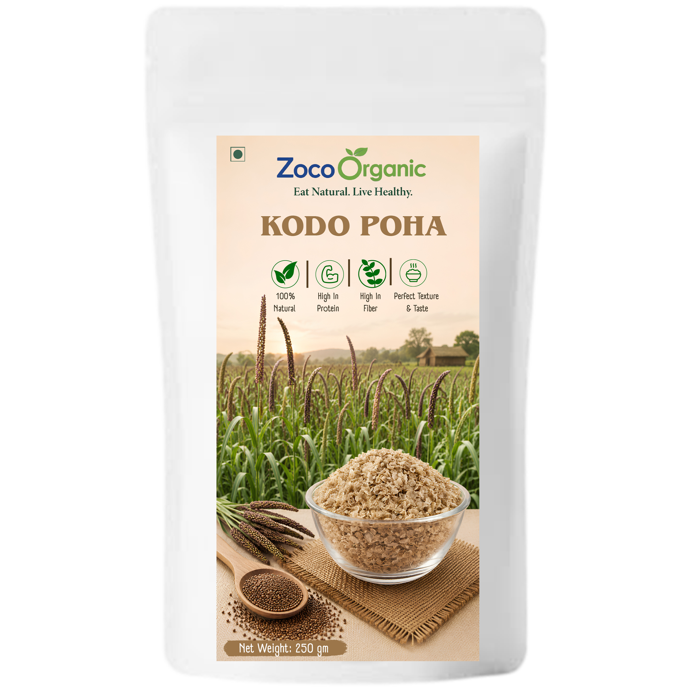 Kodo Millet Poha | 100% Natural | High Protein & High Fiber | Healthy Millet Breakfast | Easy to Cook | 250g