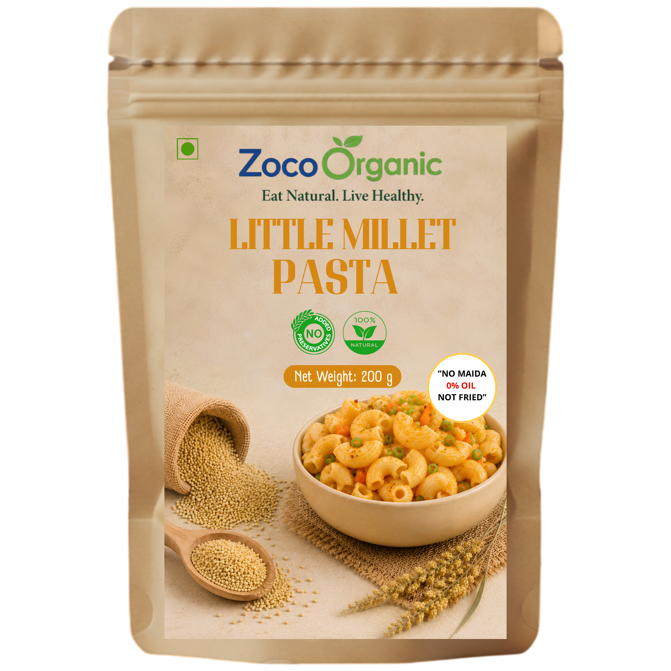 Little Millet Pasta | No Maida, No Preservatives, Non-Fried | Healthy Little Millet Pasta | 200g