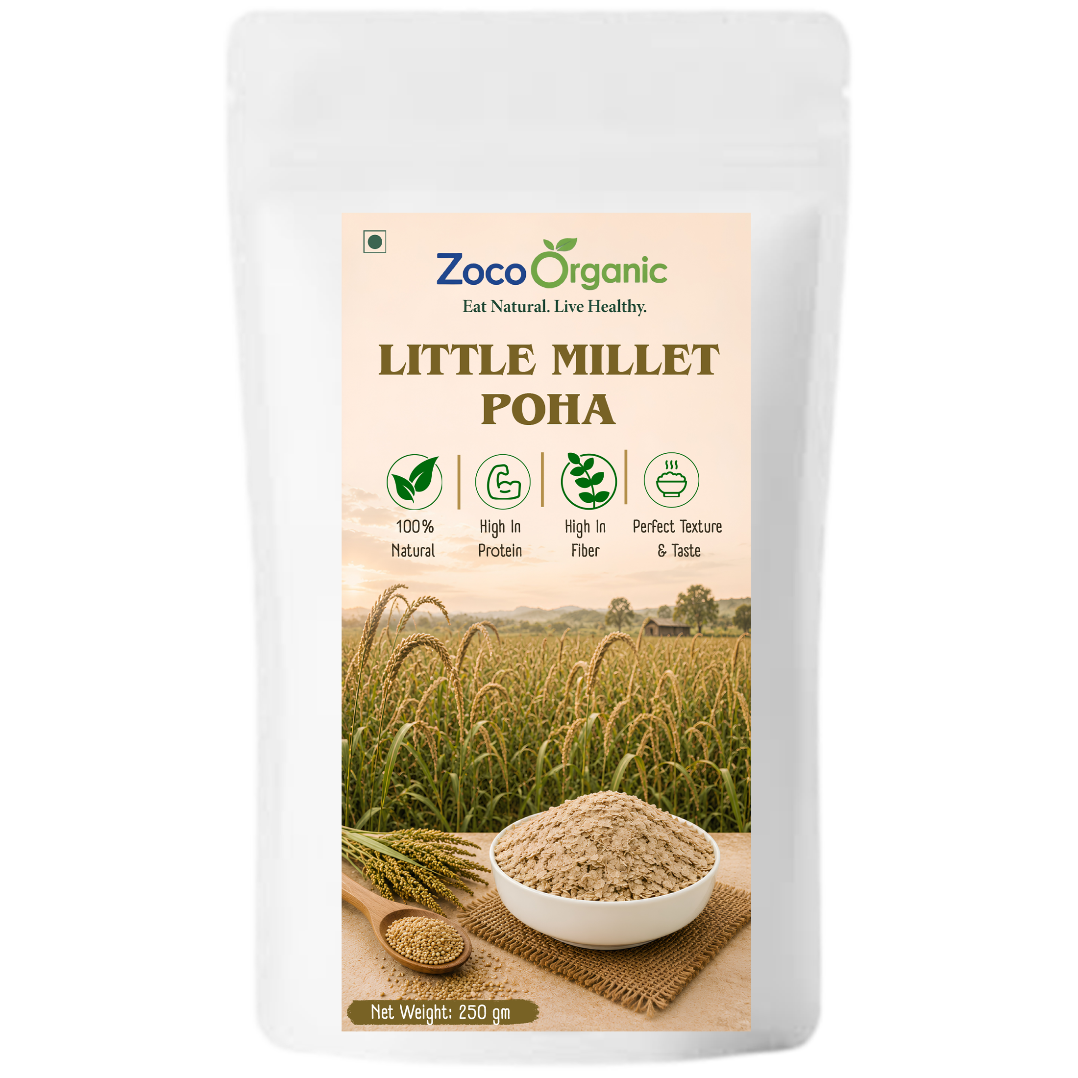Little Millet Poha | 100% Natural | High Protein & High Fiber | Healthy Millet Breakfast | Easy to Cook | 250g