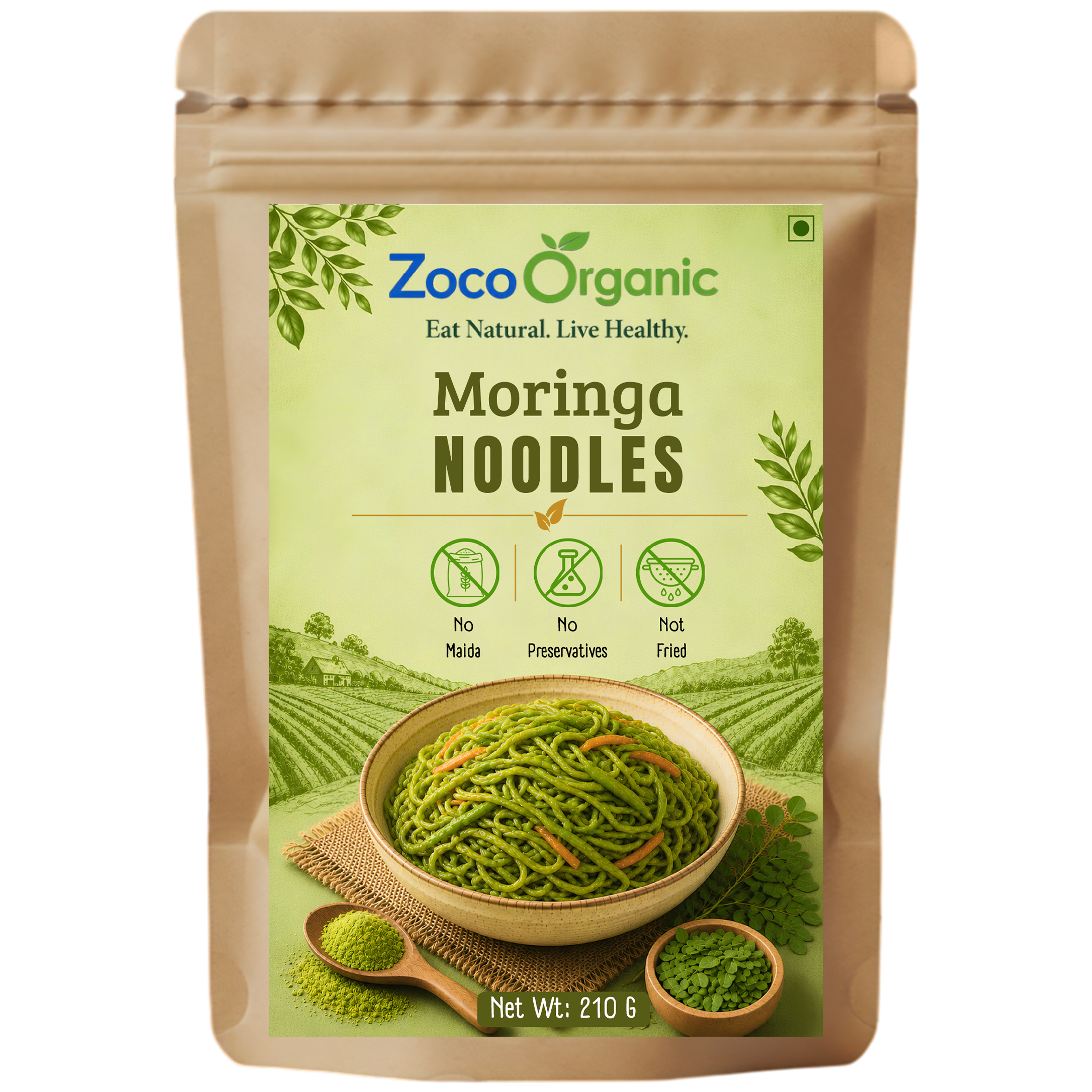 Moringa Noodles | No Maida | No Preservatives | Not Fried | Healthy Instant Noodles (210g)