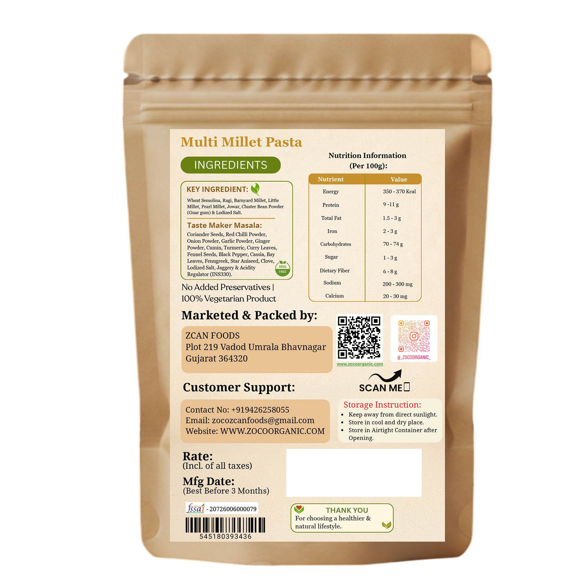 Multi Millet Pasta | Made with Nutritious Millets