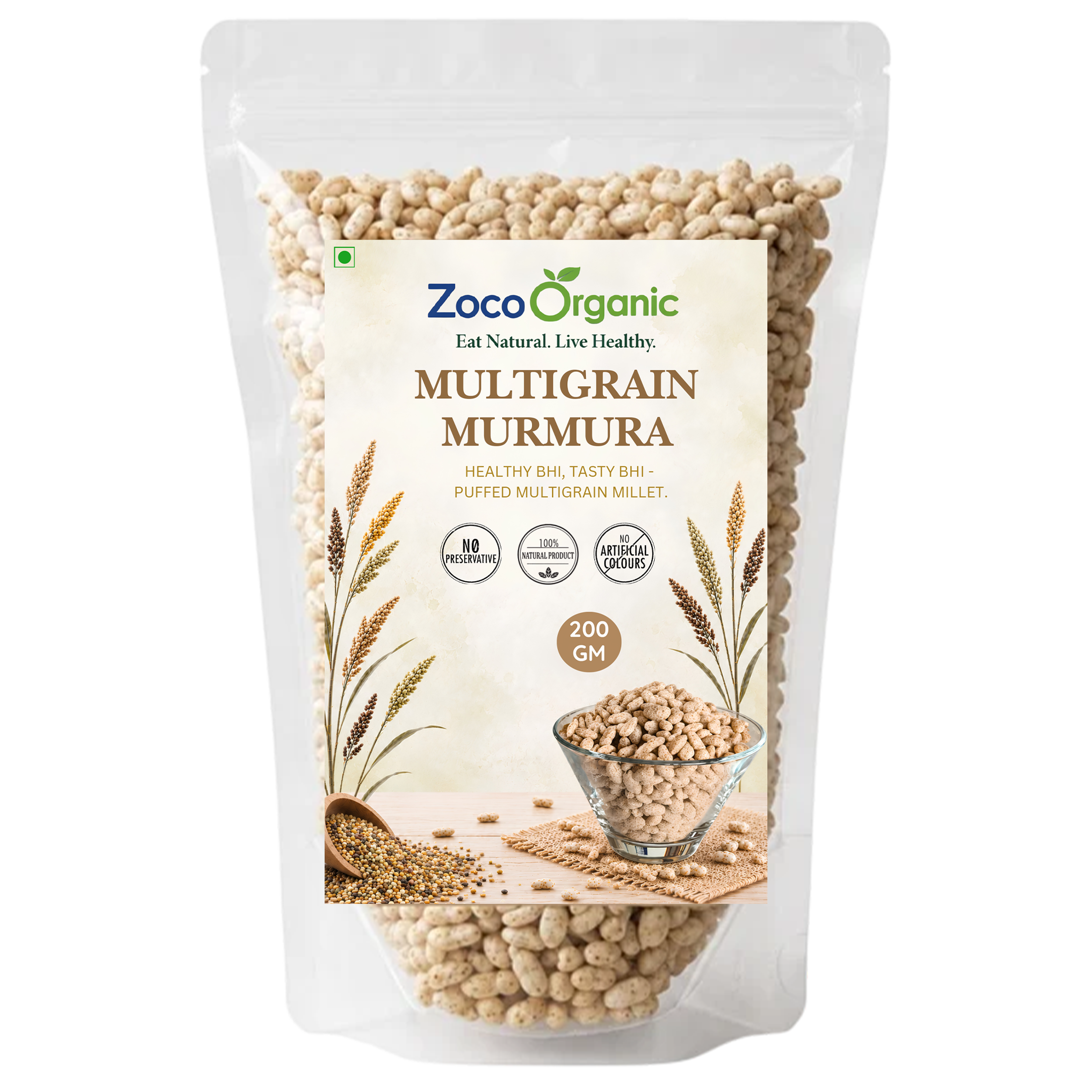 Organic Multigrain Murmura (200g) | Low Calorie & High Fiber Puffed Grains