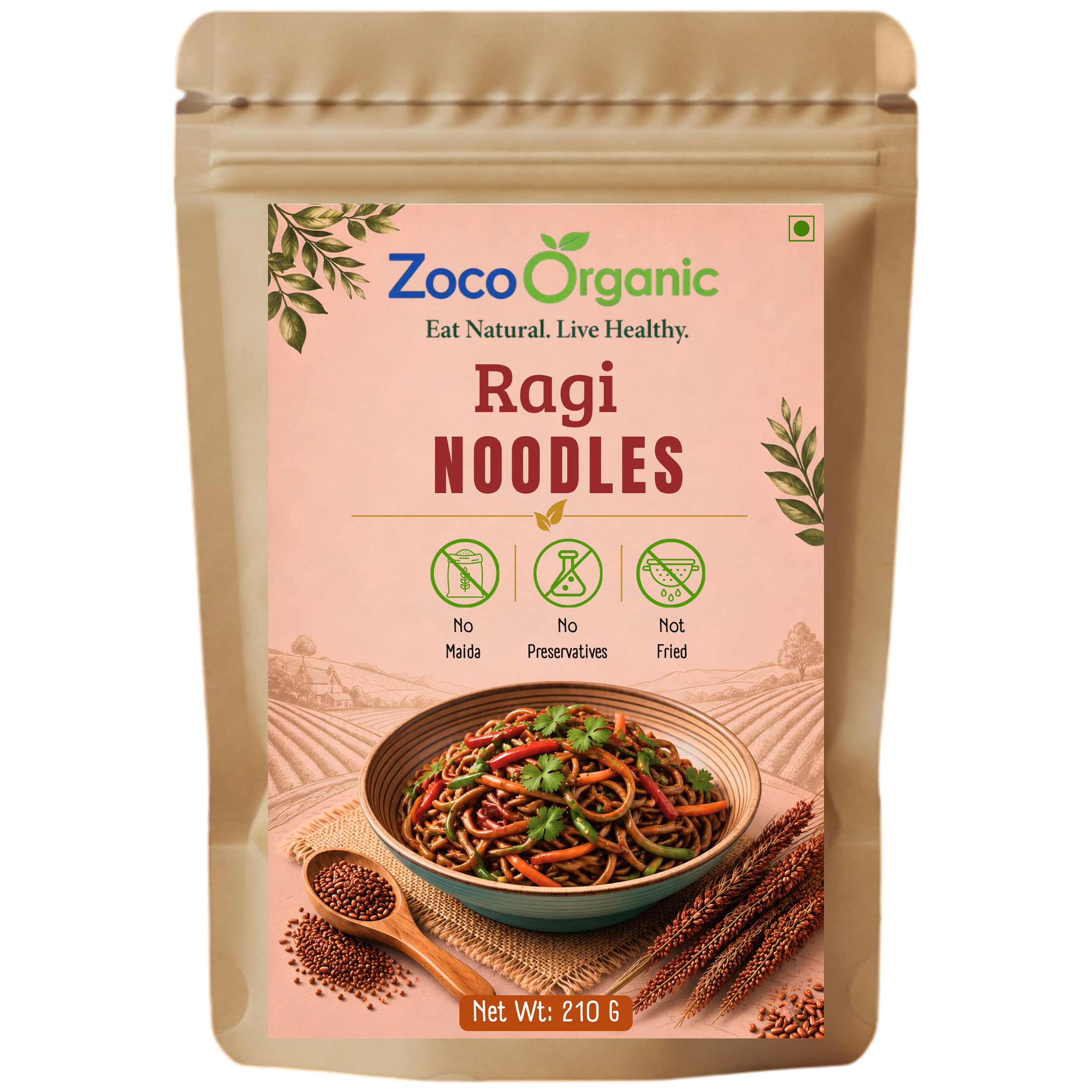 Ragi Millet Noodles | No Maida, No Preservatives, Non-Fried | Healthy Instant Finger Millet Noodles | 210g