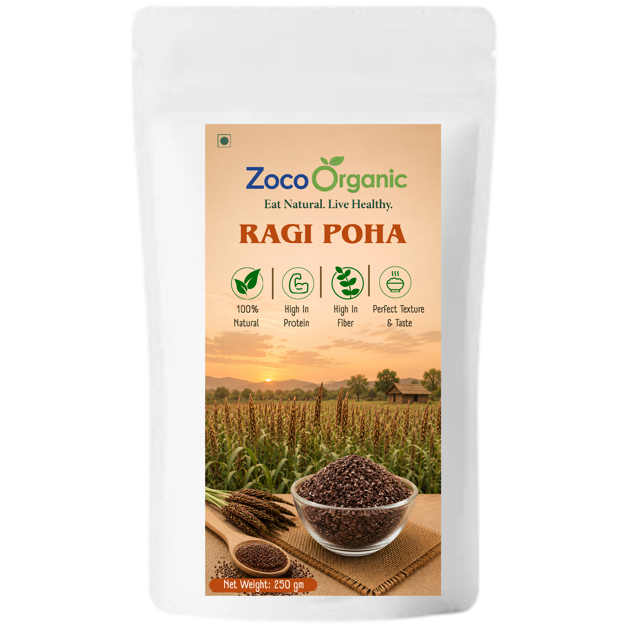 Ragi Poha | 100% Natural Finger Millet Poha | High Protein & High Fiber | Healthy Breakfast | Easy to Cook | 250g