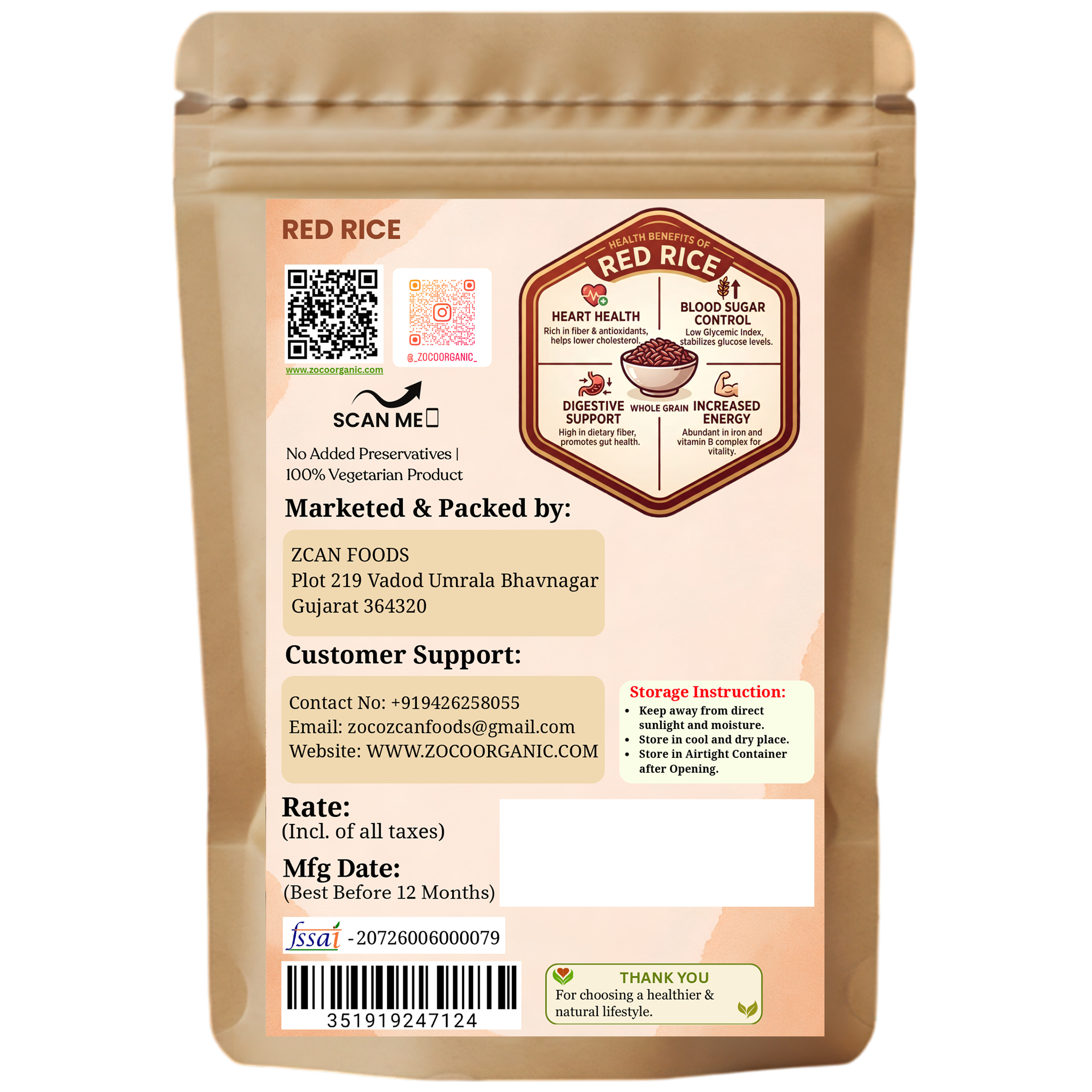 Unpolished Organic Red Rice | High Fiber & Sustained Energy