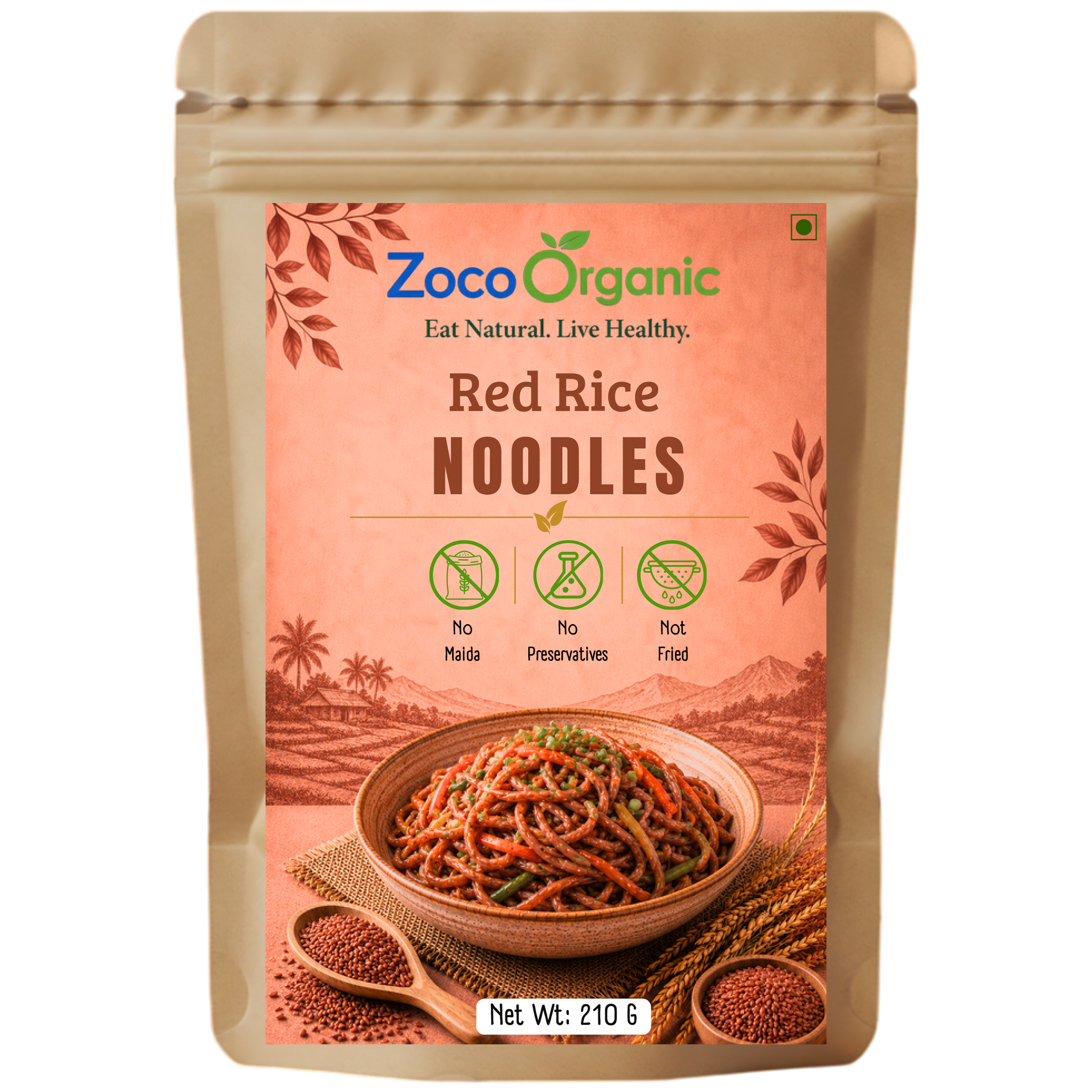 Red Rice Noodles | Healthy No Maida Instant Noodles | No Preservatives | Not Fried | 210g