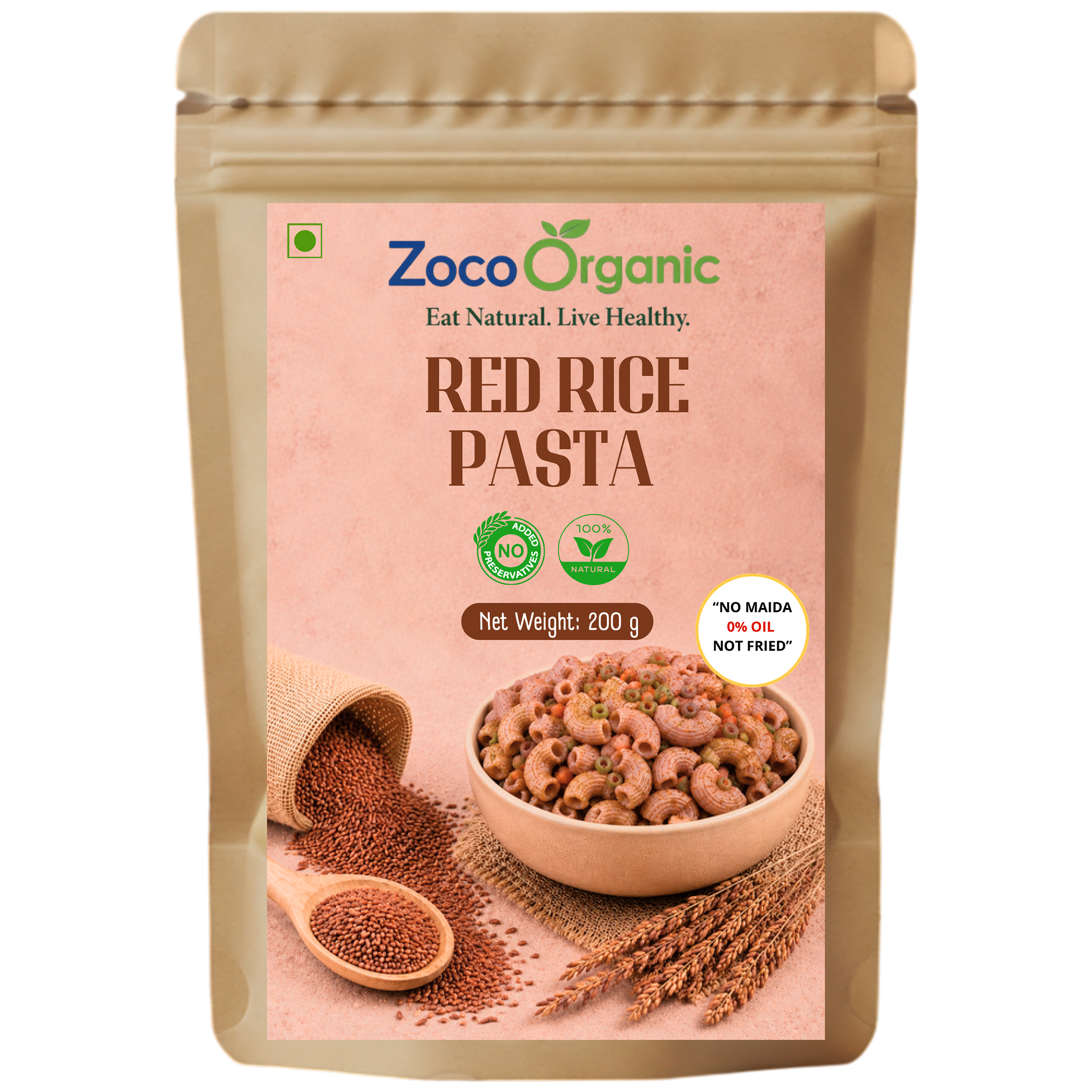 Red Rice Pasta | No Maida, No Preservatives, Non-Fried | Healthy Red Rice Pasta | 200g