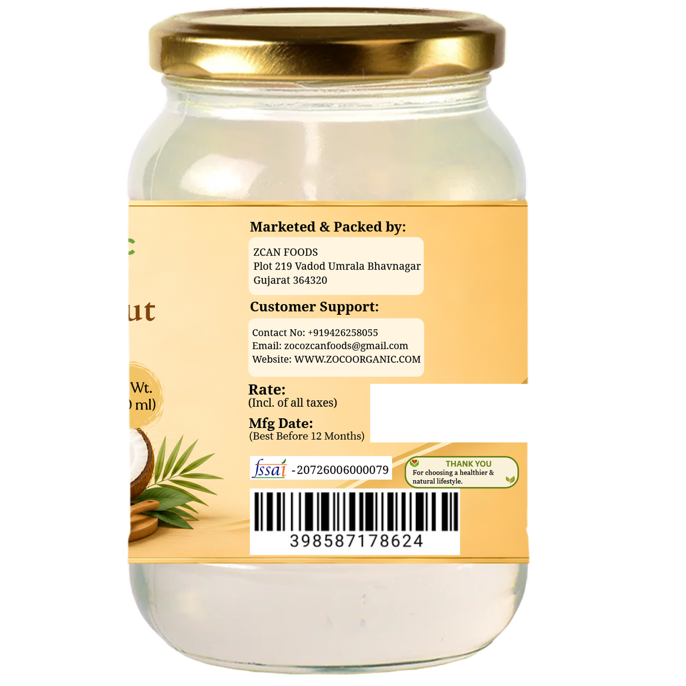 Pure Virgin Coconut Oil | Organic Extra Virgin Oil for Hair, Skin & Cooking