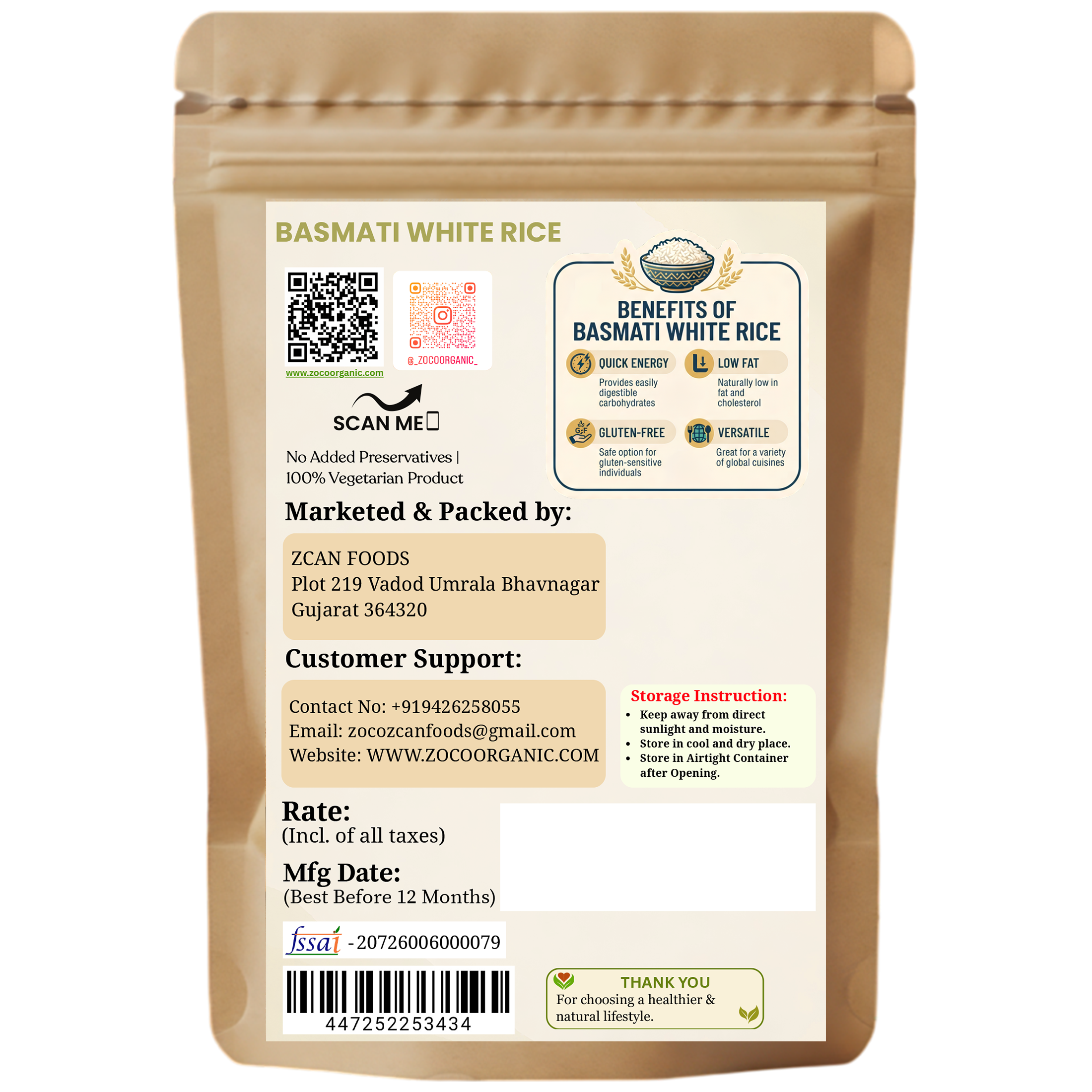 Premium White Basmati Rice | 100% Whole Grain & Naturally Nutritious