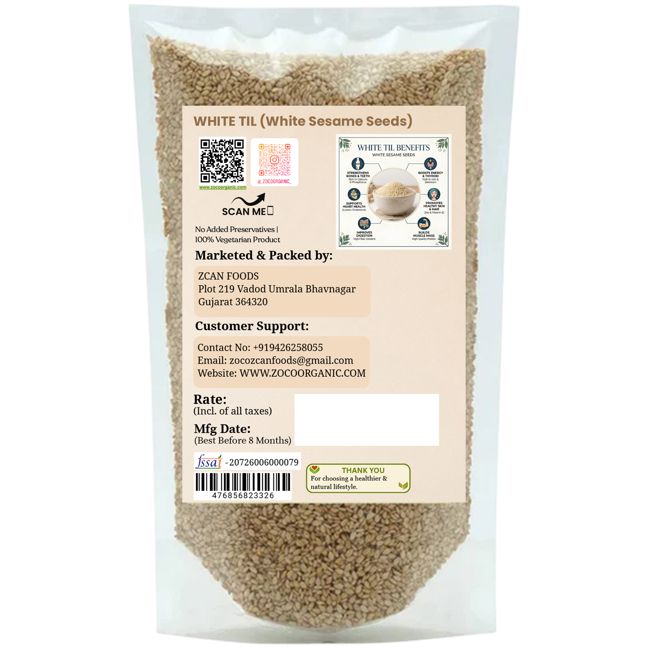 Pure White Sesame Seeds (White Til) | Nutrient-Rich Superfood Seeds